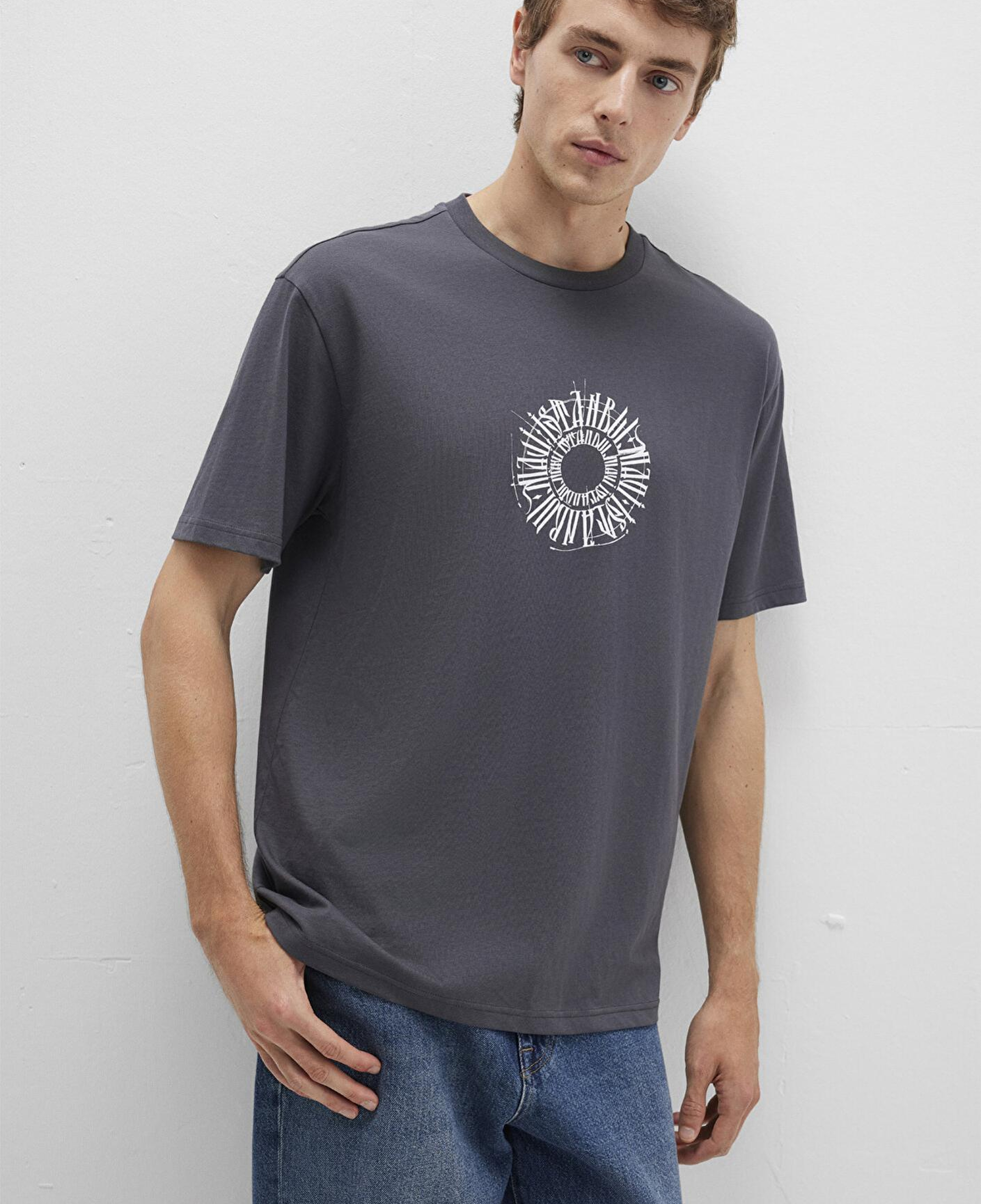 Mavi Sırt Baskılı İstanbul Tişört Loose Fit / Bol Rahat Kesim 0612449-80106