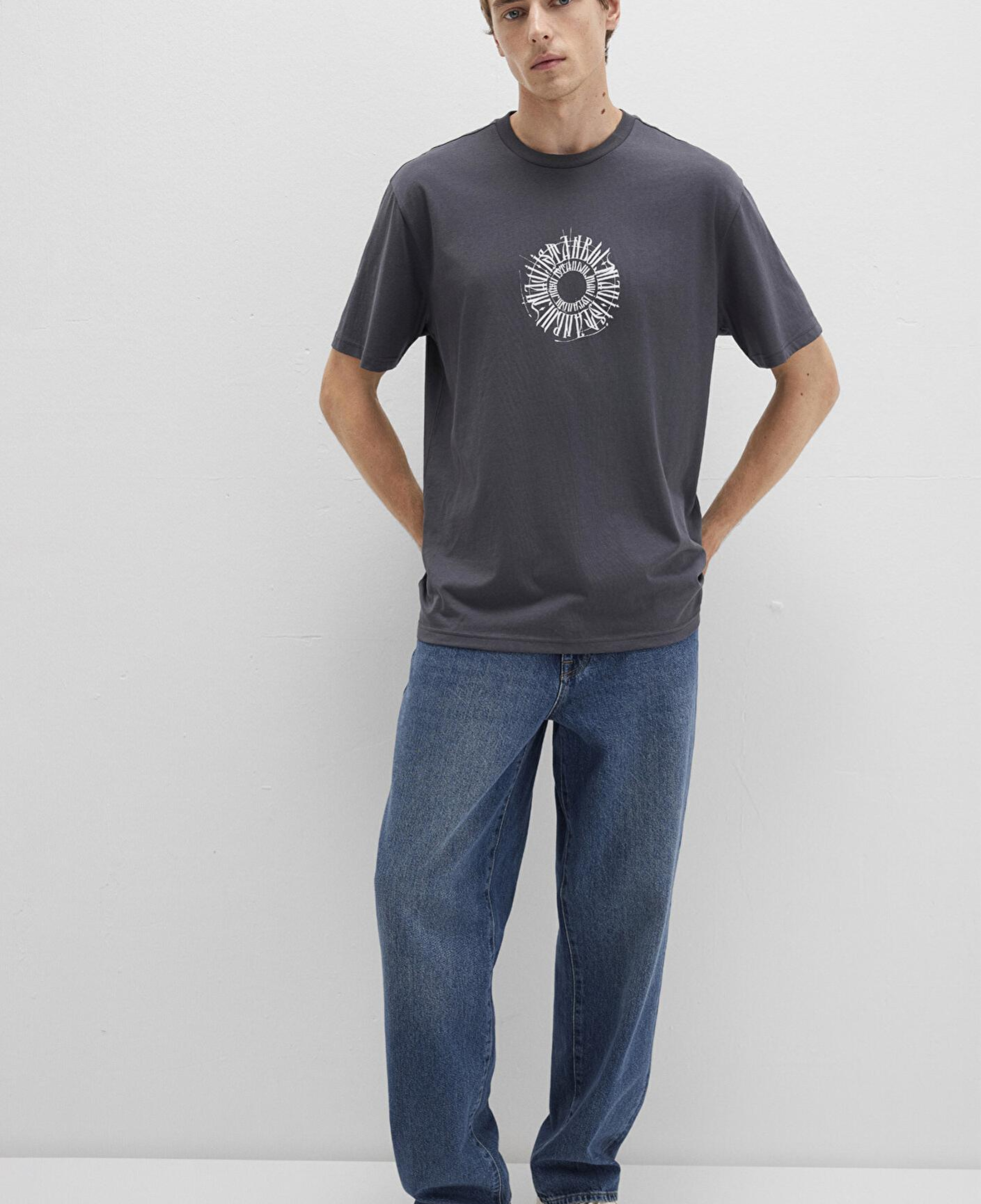 Mavi Sırt Baskılı İstanbul Tişört Loose Fit / Bol Rahat Kesim 0612449-80106