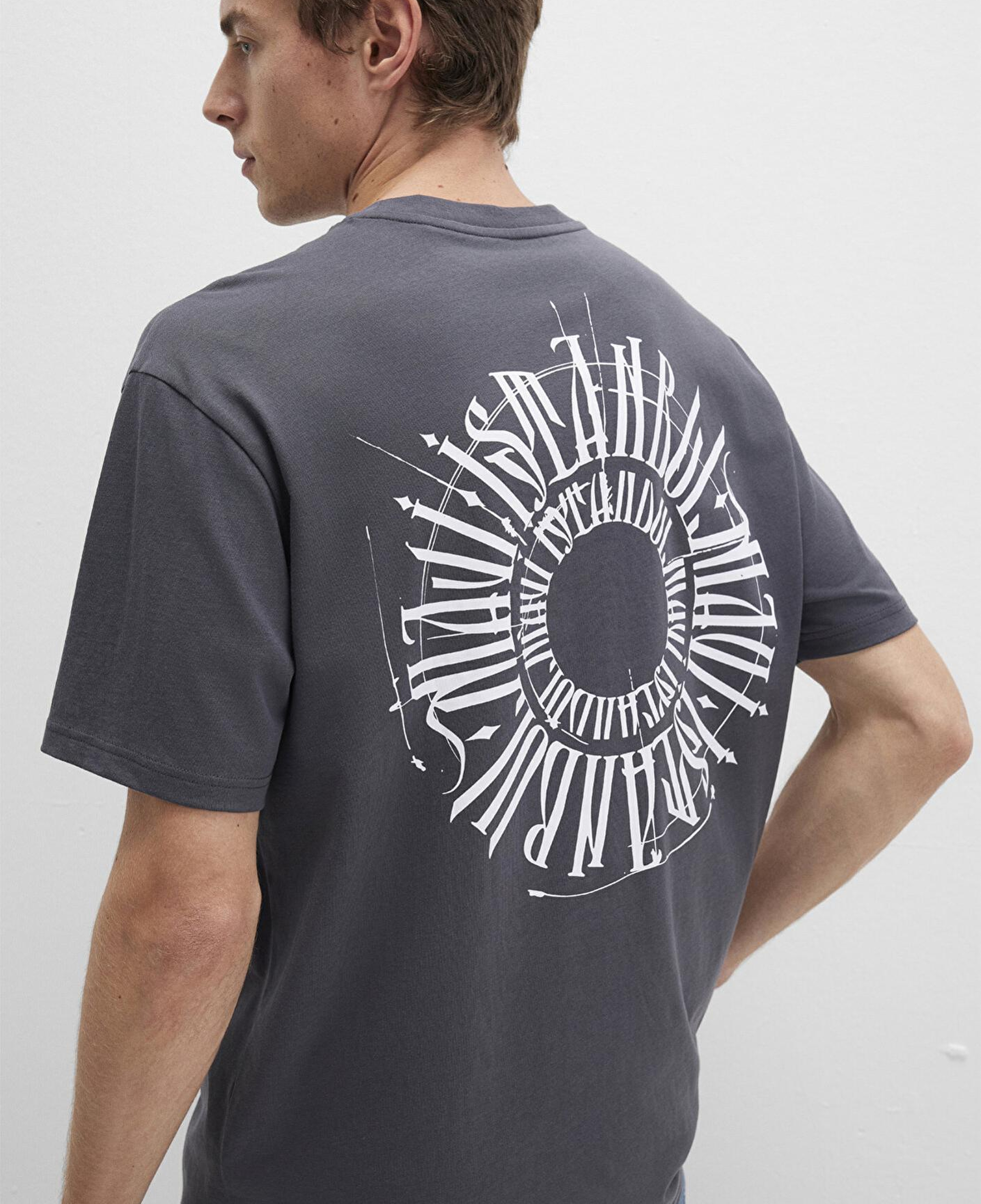 Mavi Sırt Baskılı İstanbul Tişört Loose Fit / Bol Rahat Kesim 0612449-80106