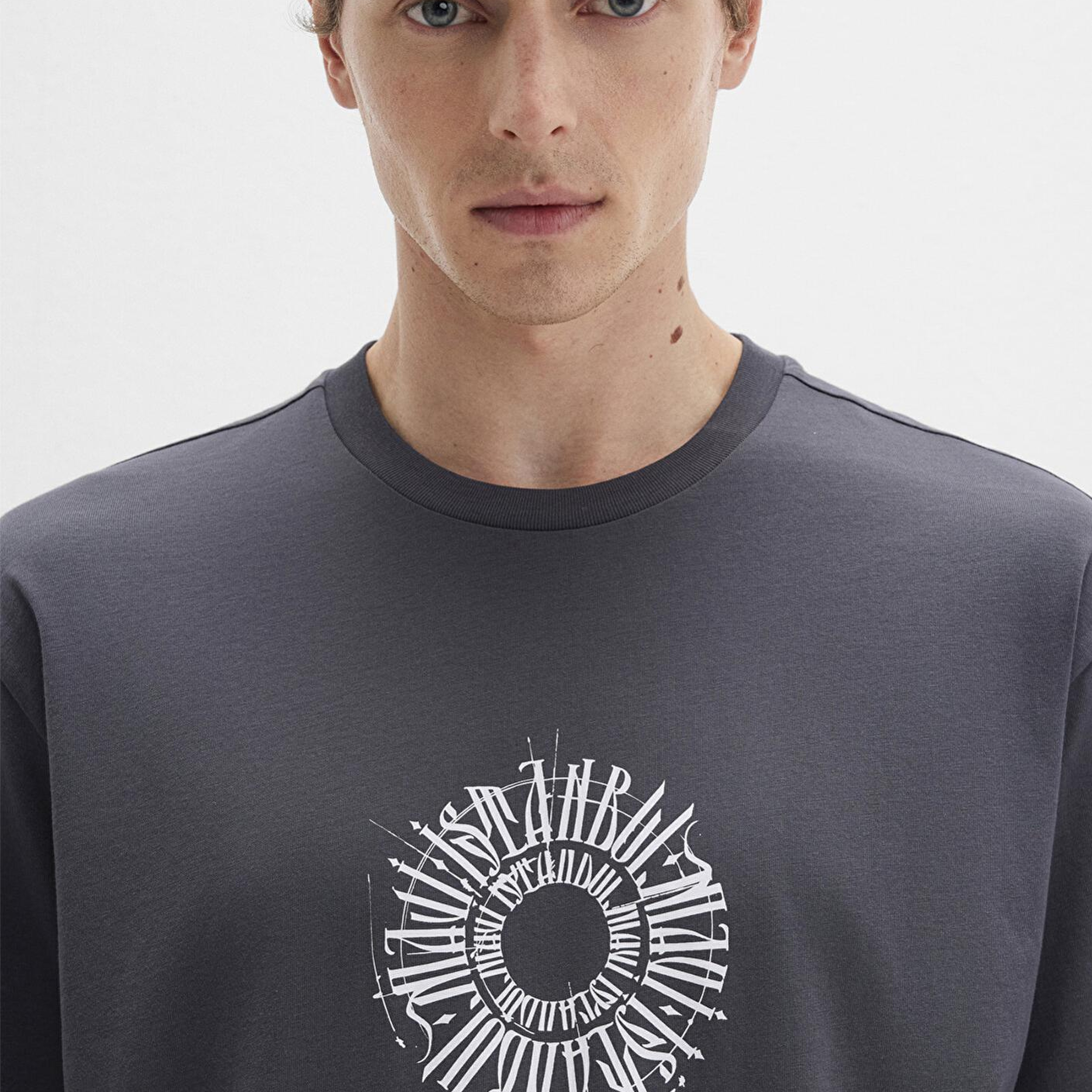 Mavi Sırt Baskılı İstanbul Tişört Loose Fit / Bol Rahat Kesim 0612449-80106