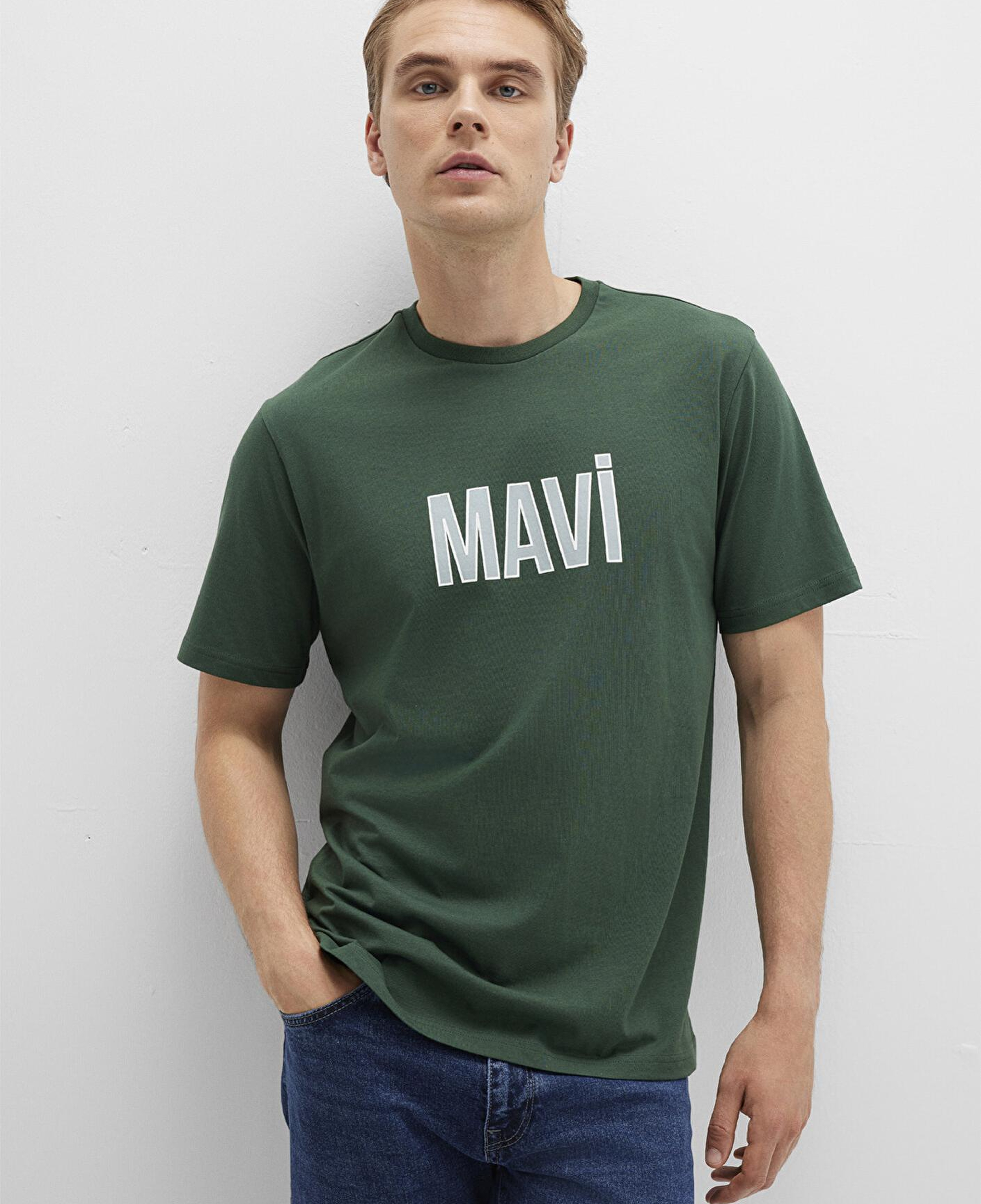 Mavi Mavi Logo Baskılı Yeşil Tişört Regular Fit / Normal Kesim 066842-71580