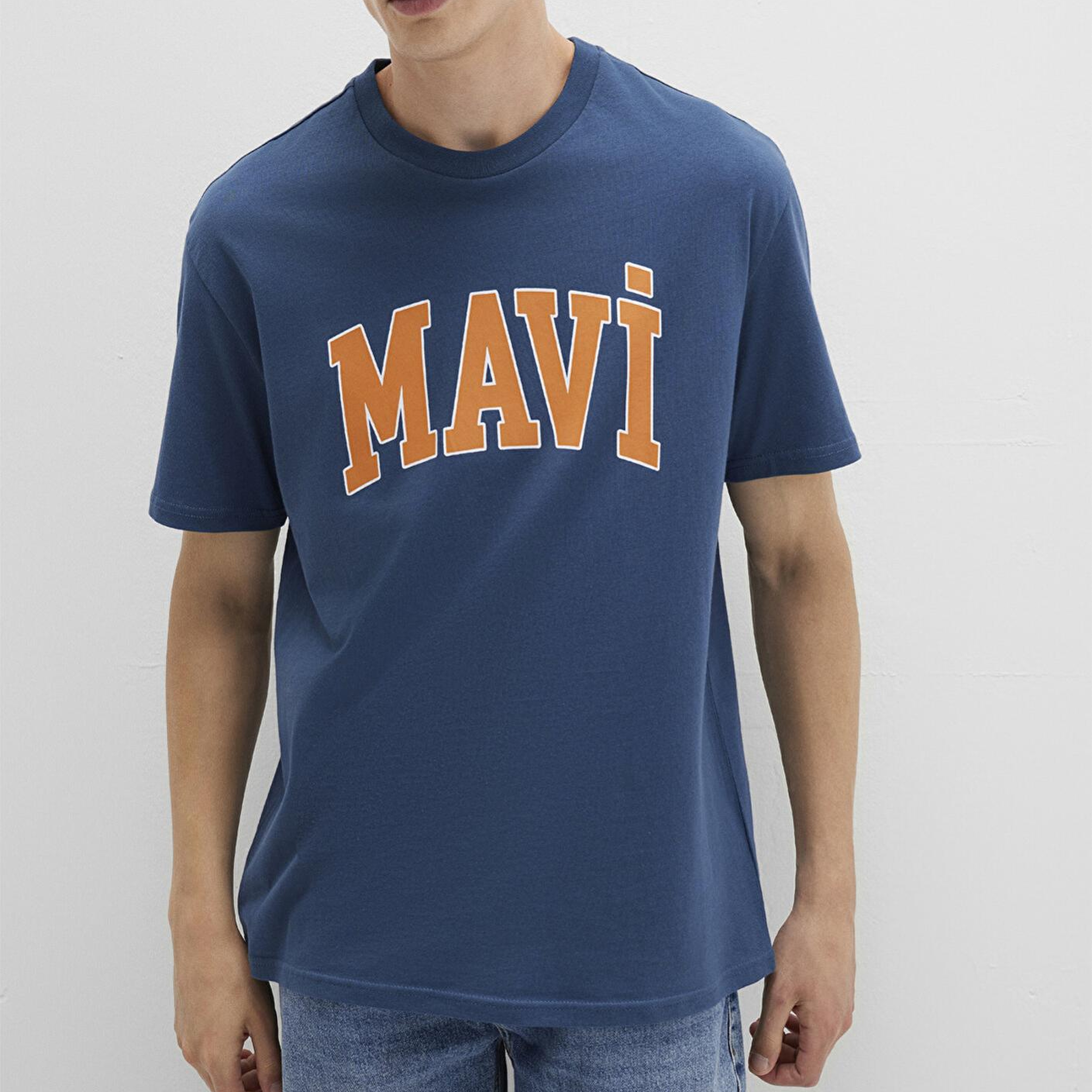 Mavi Mavi Logo Baskılı Mavi Tişört Loose Fit / Bol Rahat Kesim 0611711-90609