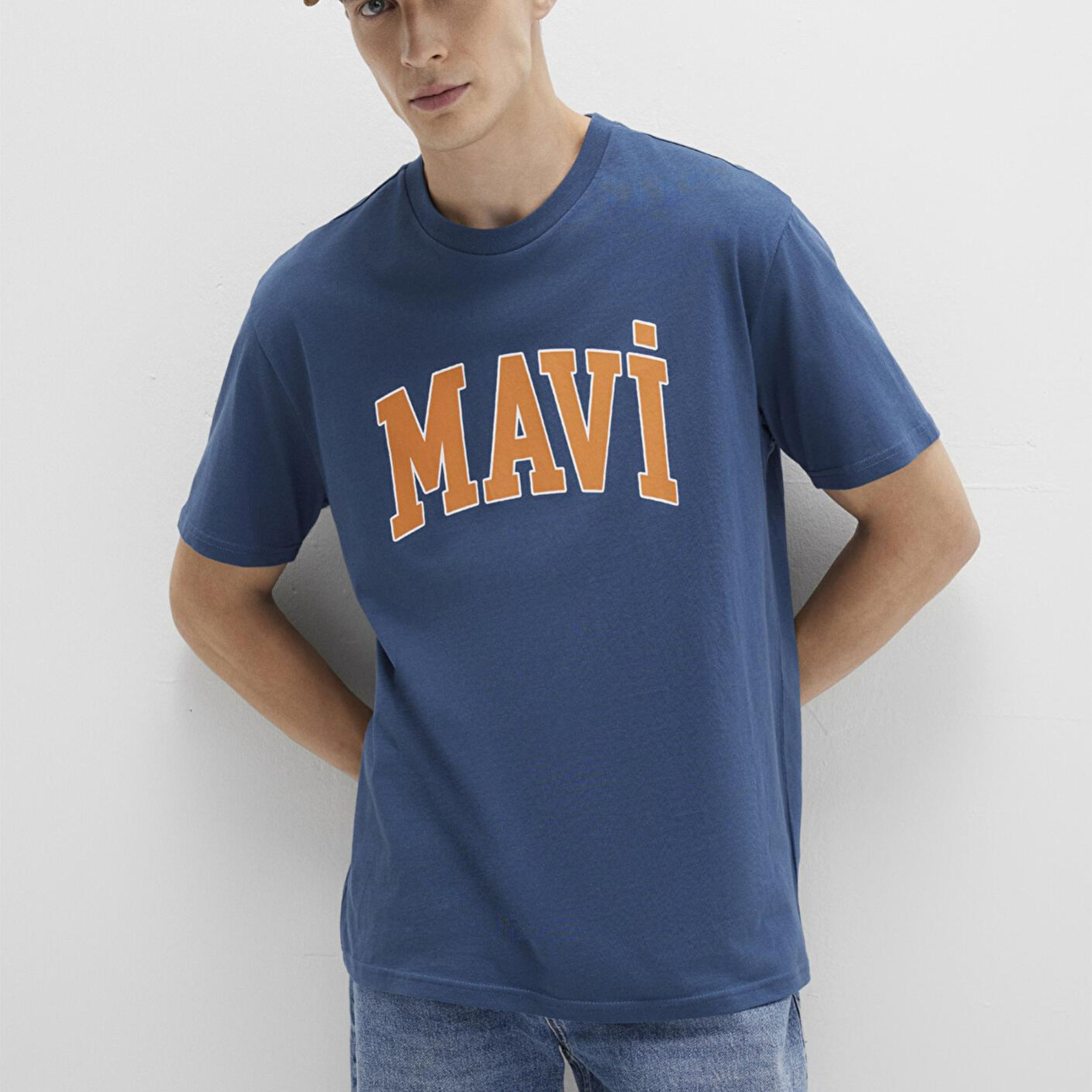 Mavi Mavi Logo Baskılı Mavi Tişört Loose Fit / Bol Rahat Kesim 0611711-90609