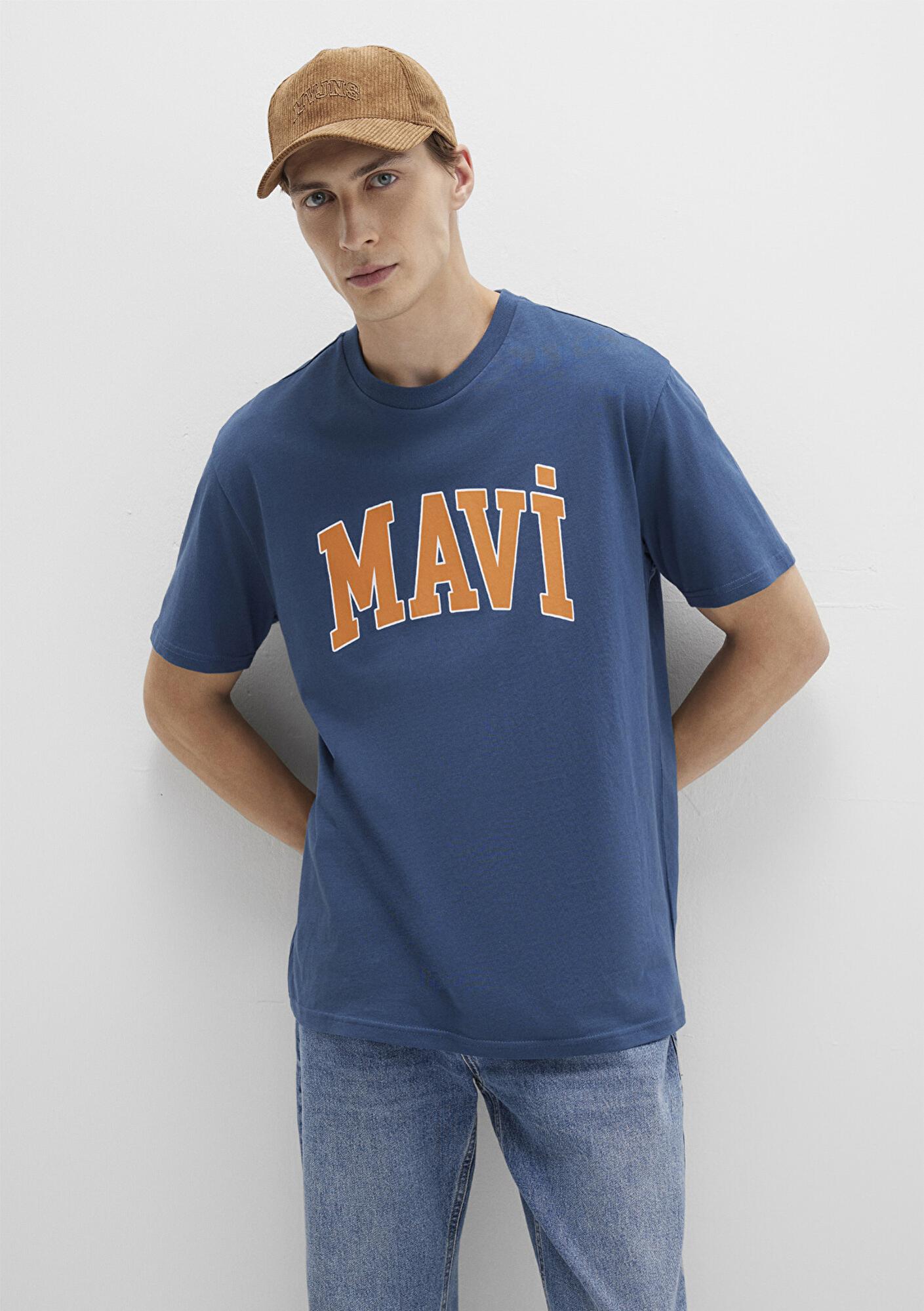 Mavi Mavi Logo Baskılı Mavi Tişört Loose Fit / Bol Rahat Kesim 0611711-90609