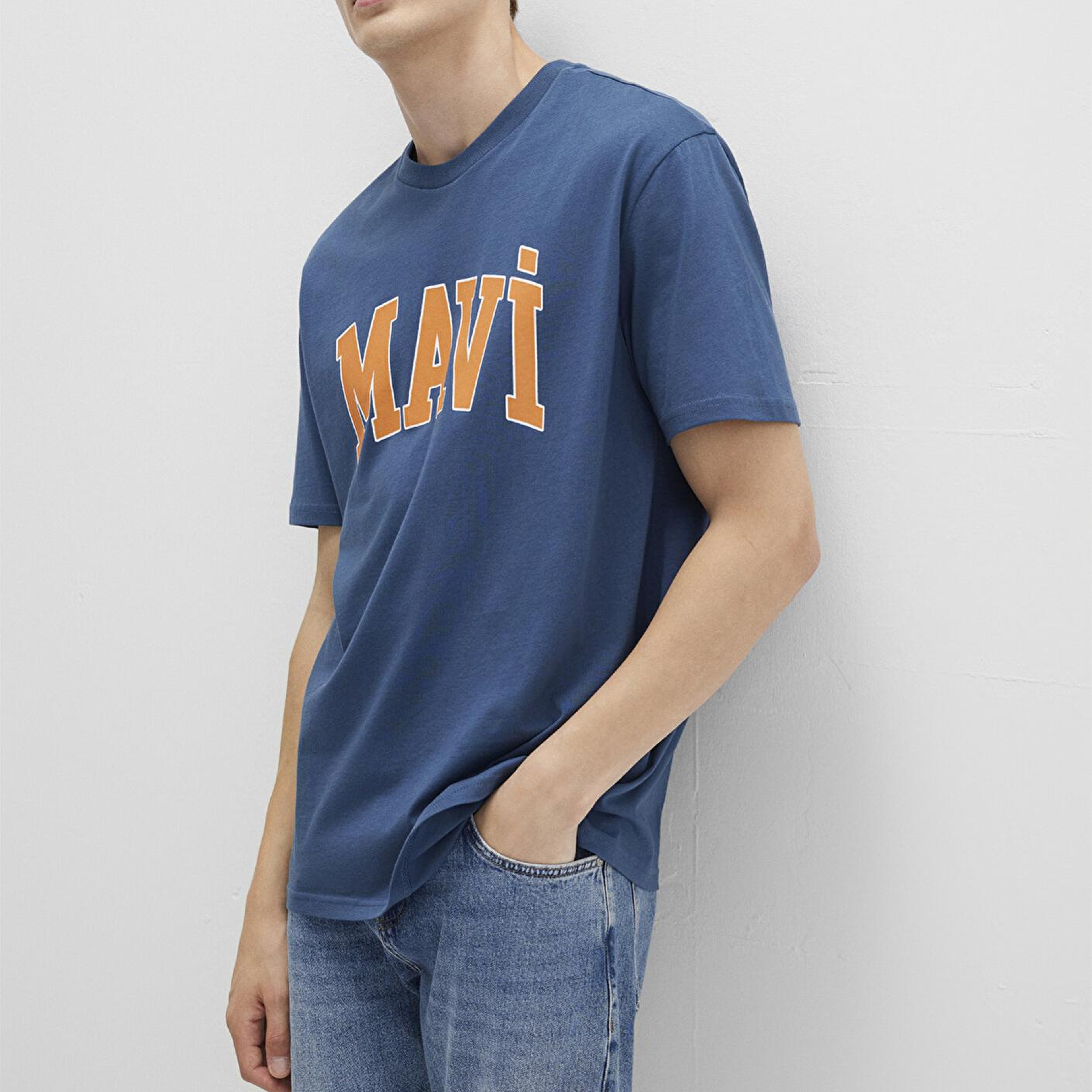 Mavi Mavi Logo Baskılı Mavi Tişört Loose Fit / Bol Rahat Kesim 0611711-90609