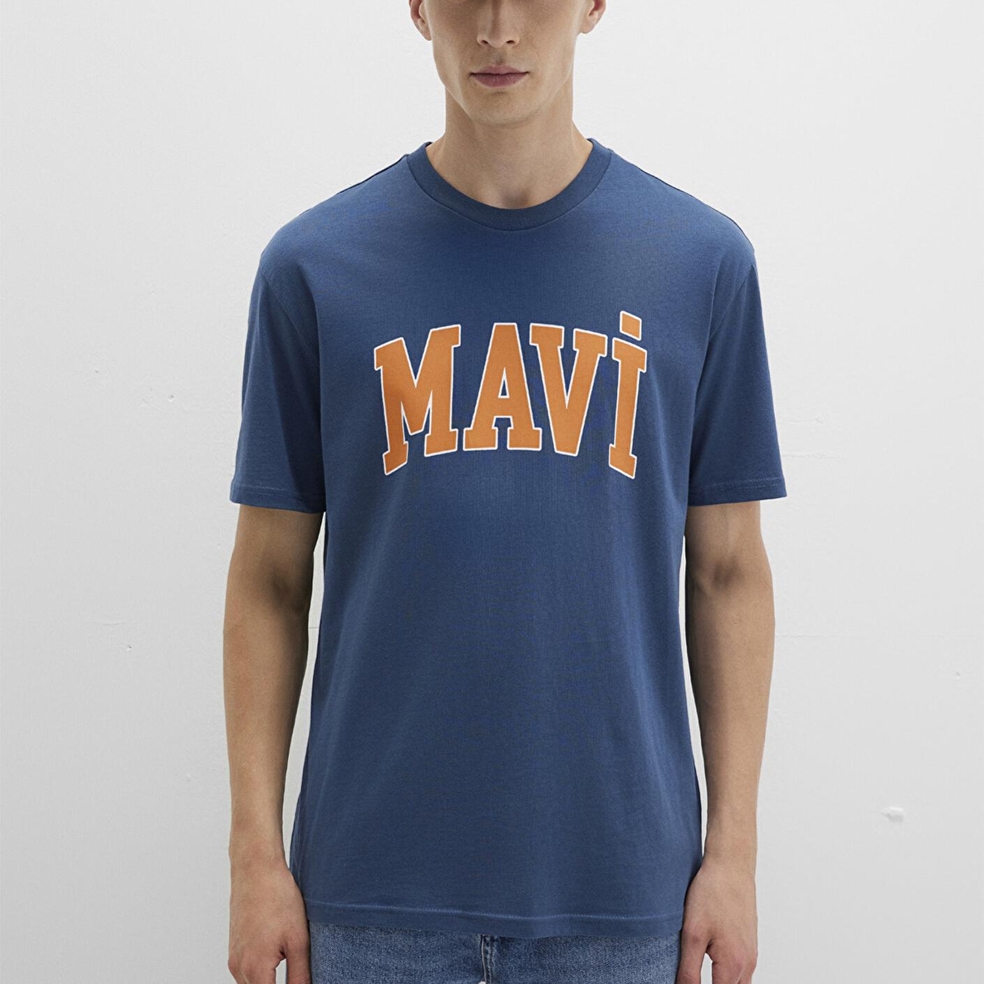 Mavi Mavi Logo Baskılı Mavi Tişört Loose Fit / Bol Rahat Kesim 0611711-90609