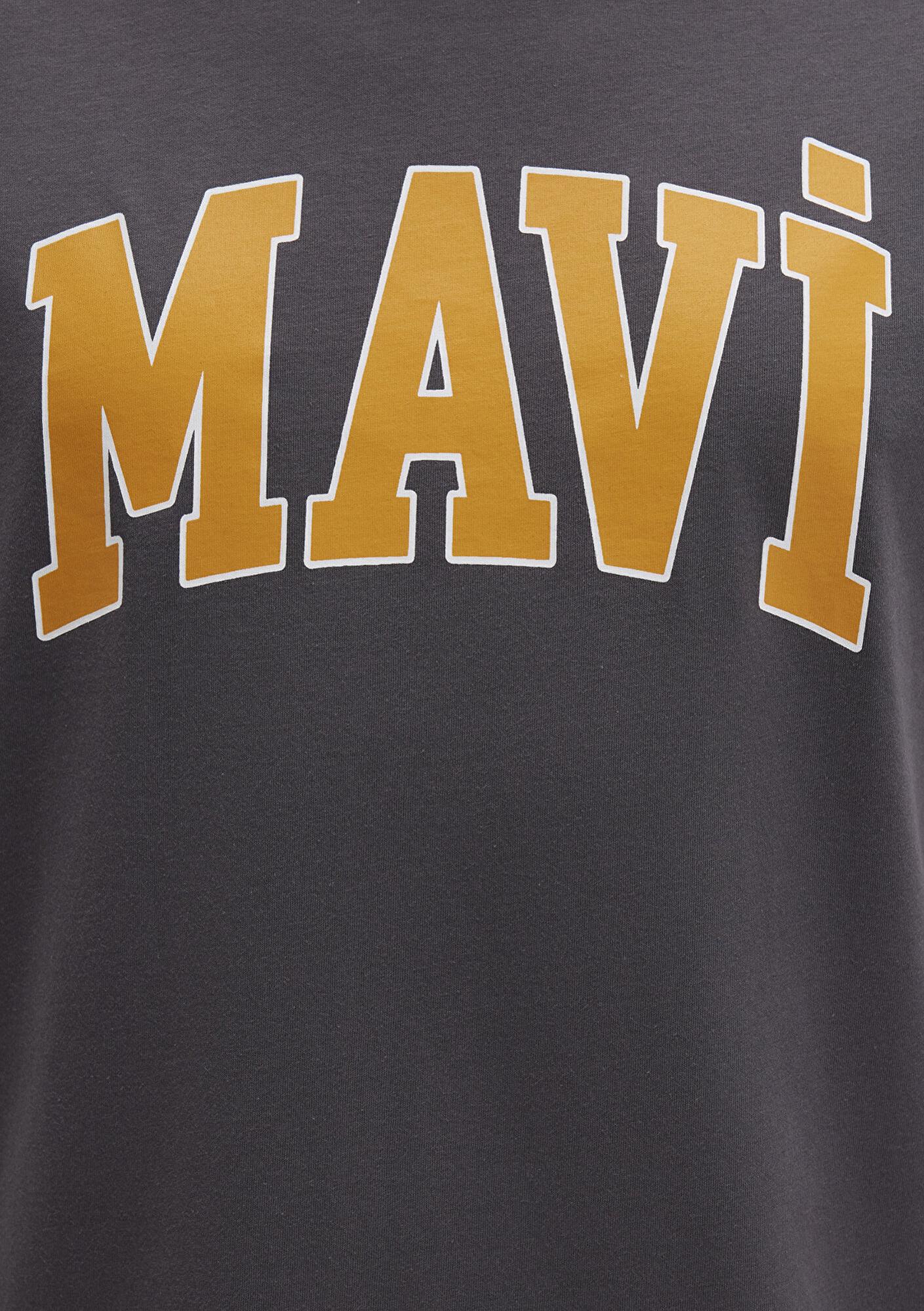 Mavi Mavi Logo Baskılı Antrasit T-Shirt Loose Fit / Bol Rahat Kesim 0611711-70088