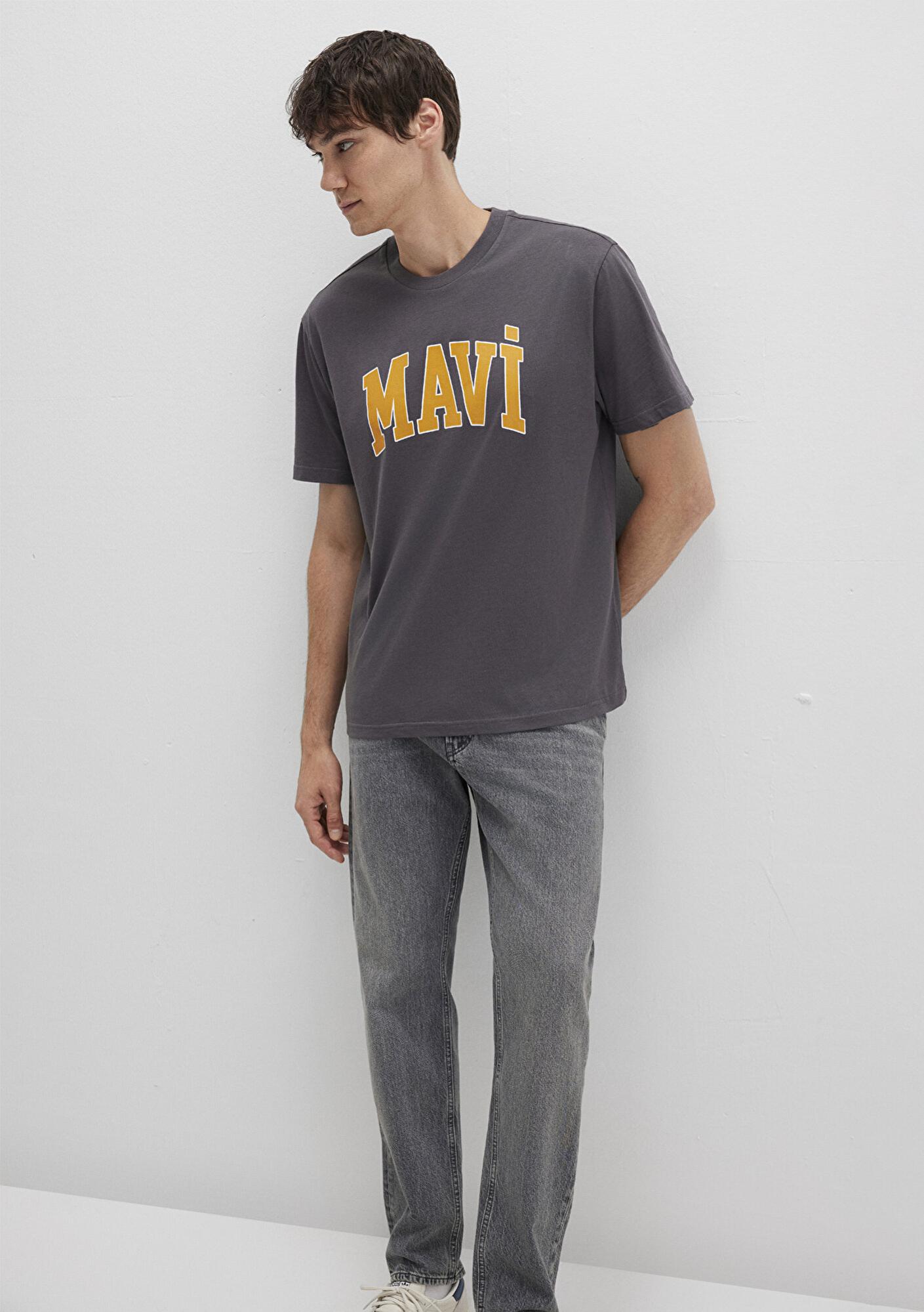 Mavi Mavi Logo Baskılı Antrasit T-Shirt Loose Fit / Bol Rahat Kesim 0611711-70088