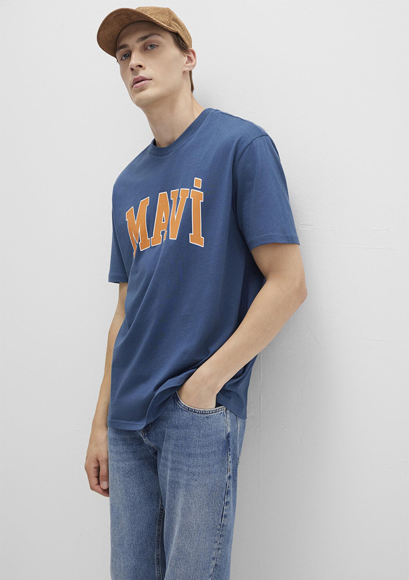 Mavi Mavi Logo Baskılı Mavi Tişört Loose Fit / Bol Rahat Kesim 0611711-90609