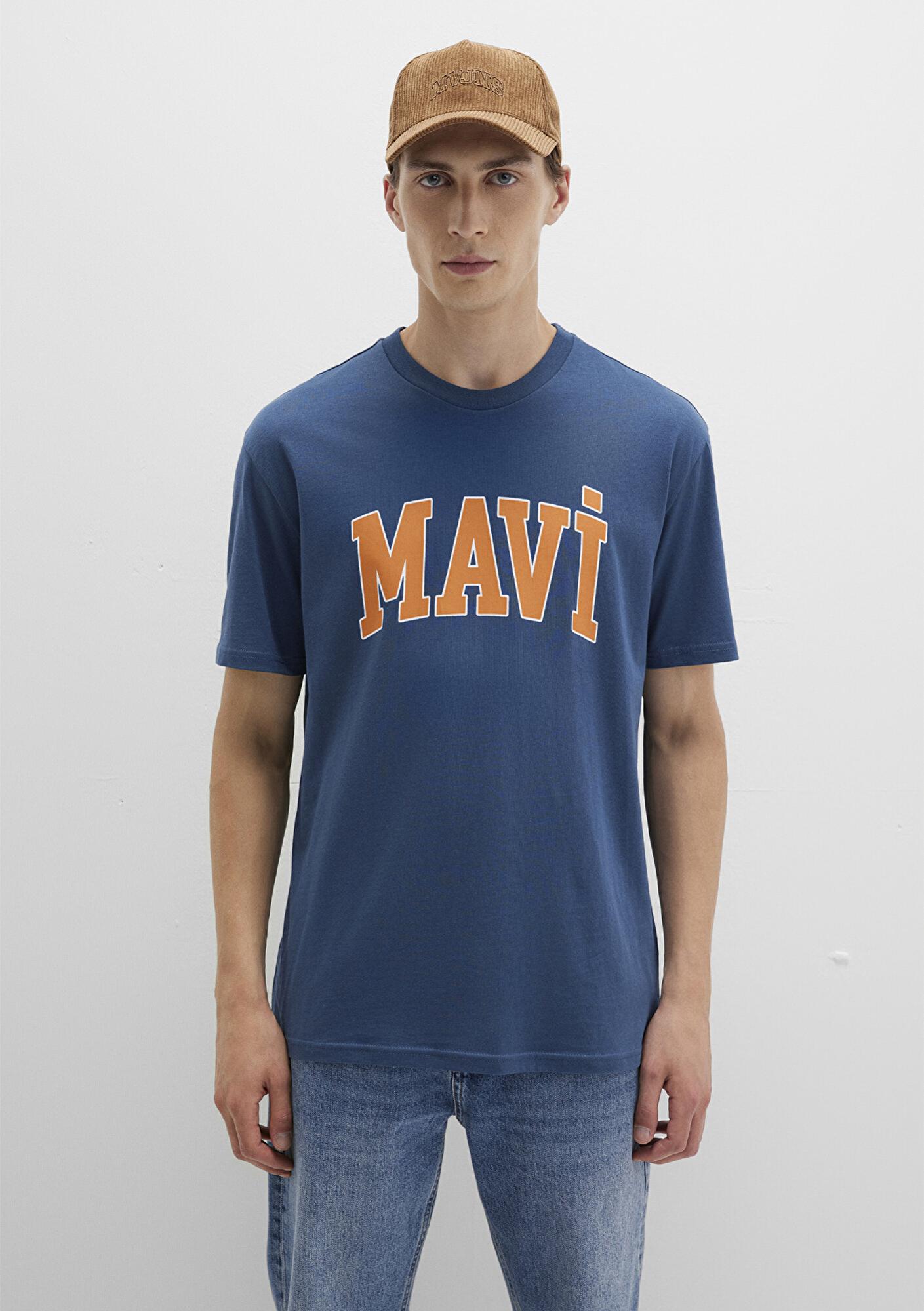 Mavi Mavi Logo Baskılı Mavi Tişört Loose Fit / Bol Rahat Kesim 0611711-90609