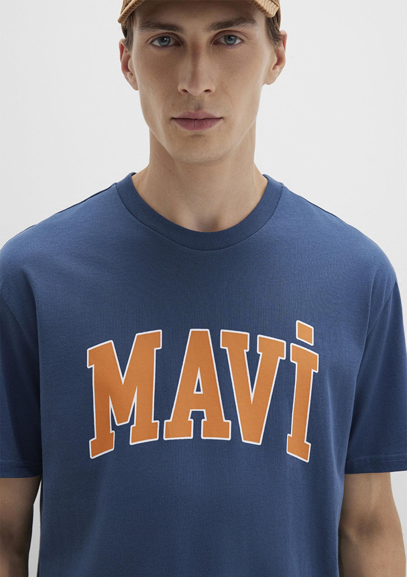Mavi Mavi Logo Baskılı Mavi Tişört Loose Fit / Bol Rahat Kesim 0611711-90609