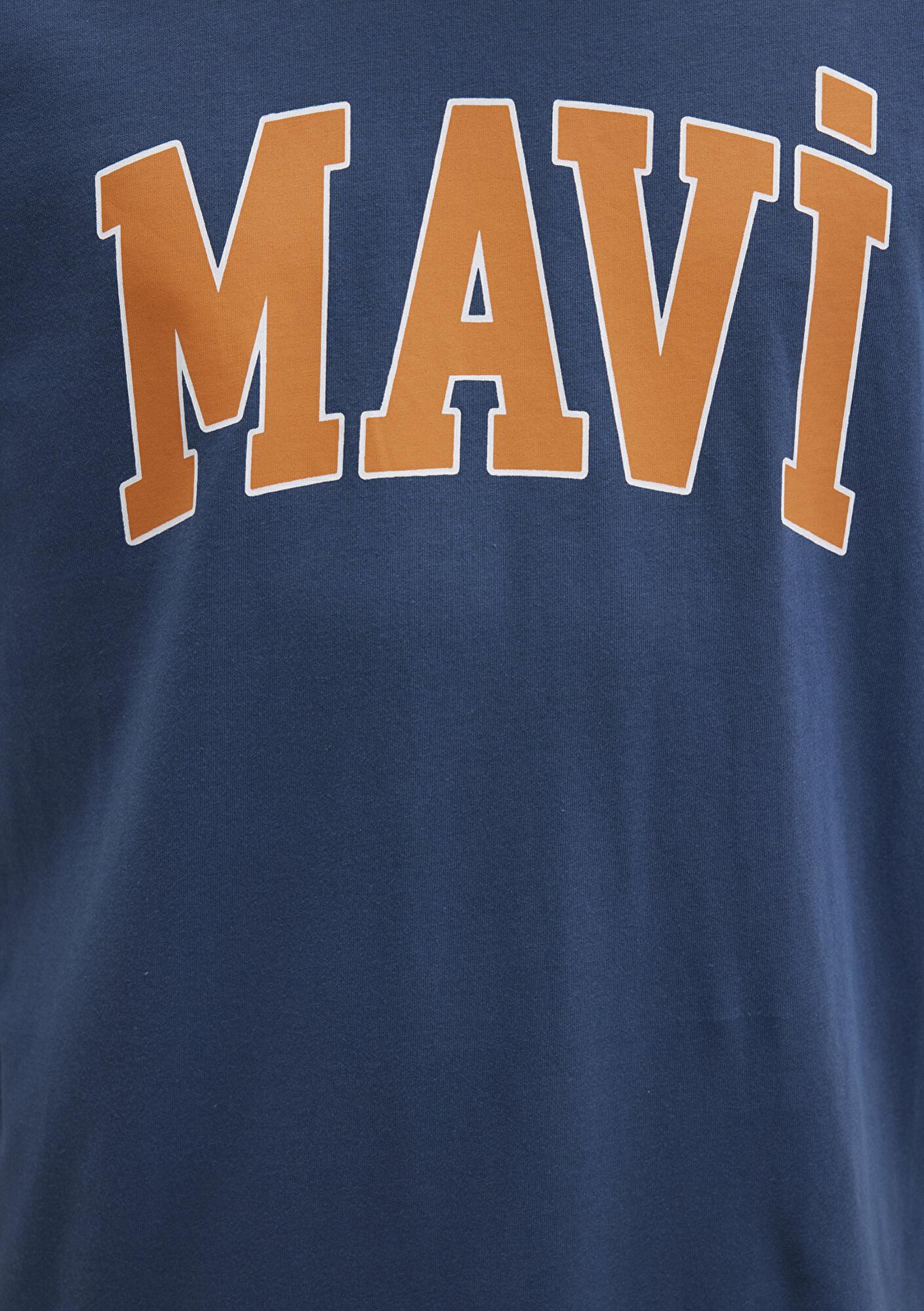 Mavi Mavi Logo Baskılı Mavi Tişört Loose Fit / Bol Rahat Kesim 0611711-90609