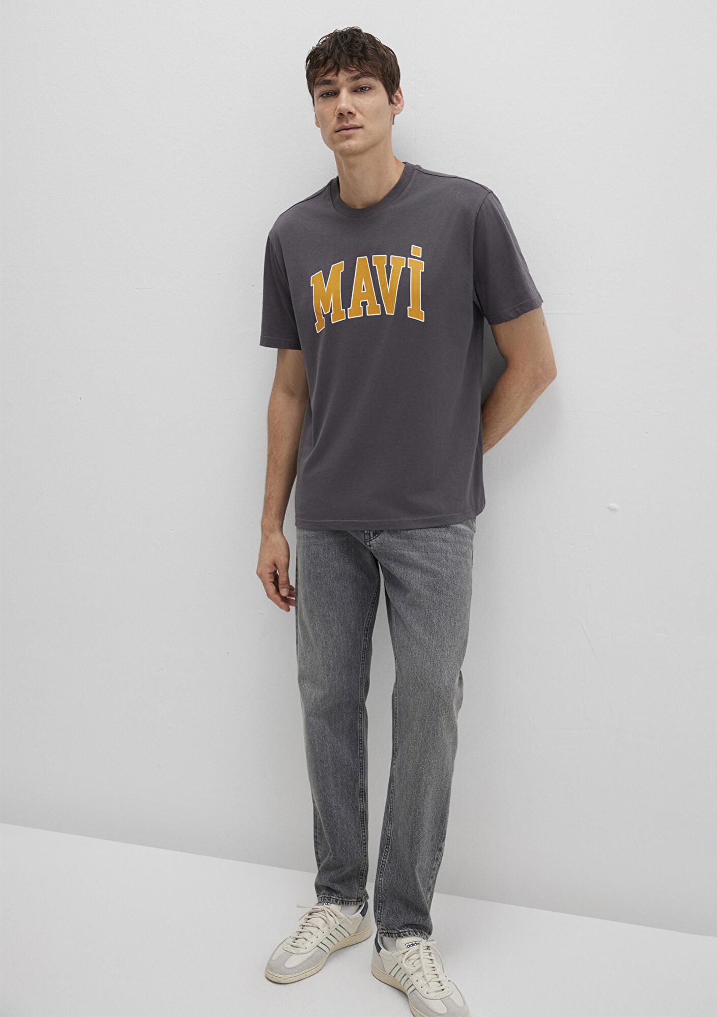 Mavi Mavi Logo Baskılı Antrasit T-Shirt Loose Fit / Bol Rahat Kesim 0611711-70088