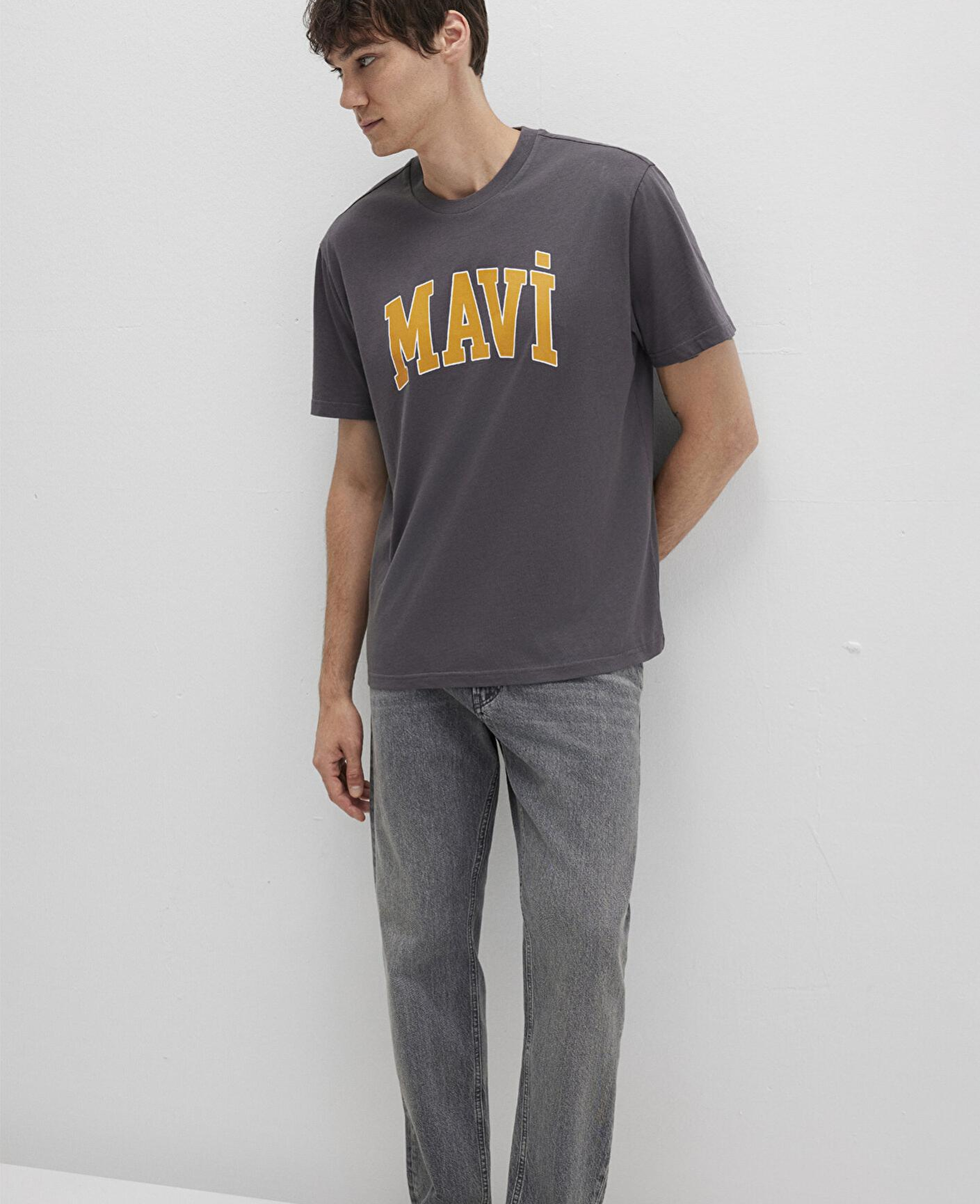 Mavi Mavi Logo Baskılı Antrasit T-Shirt Loose Fit / Bol Rahat Kesim 0611711-70088