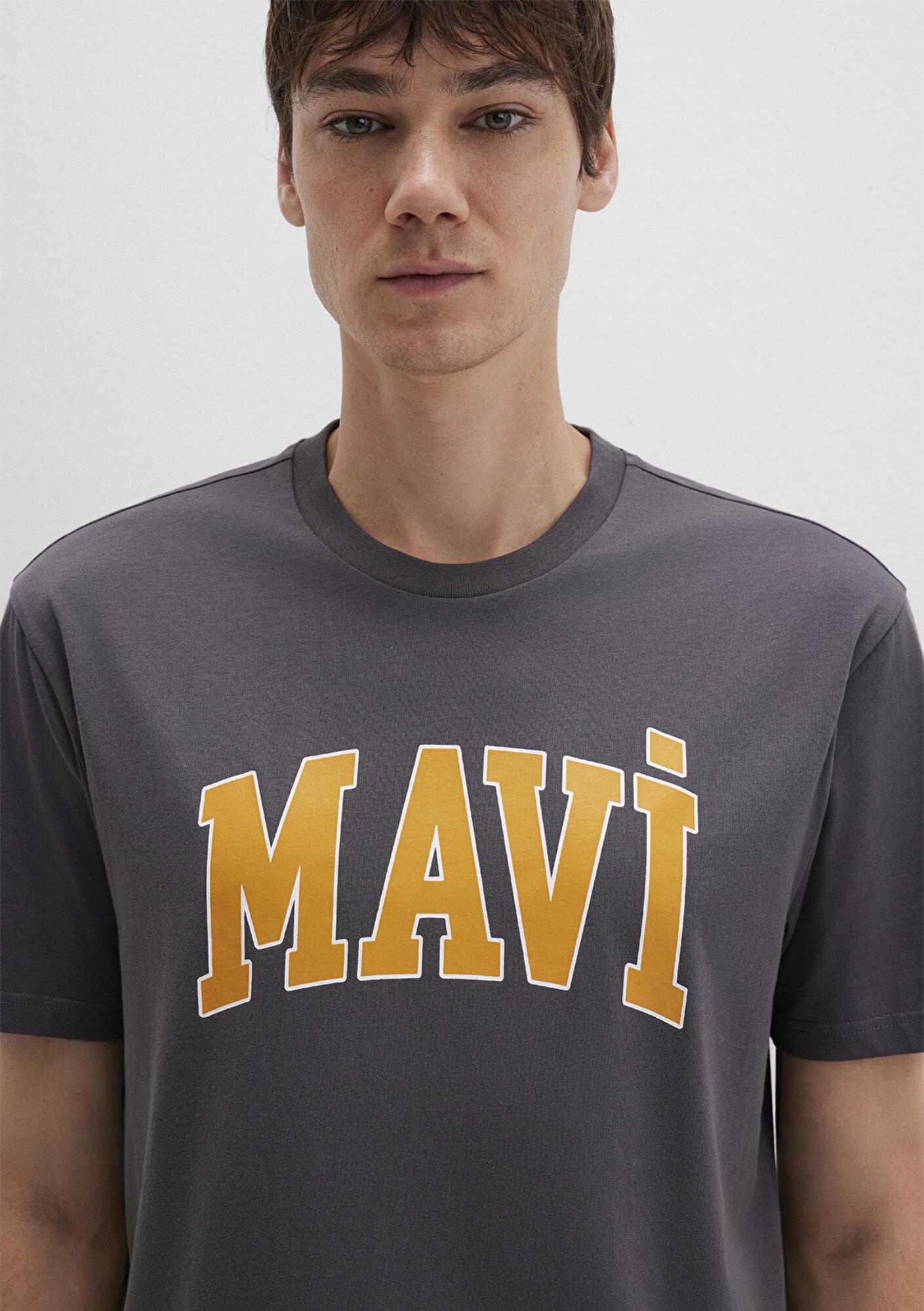 Mavi Mavi Logo Baskılı Antrasit T-Shirt Loose Fit / Bol Rahat Kesim 0611711-70088