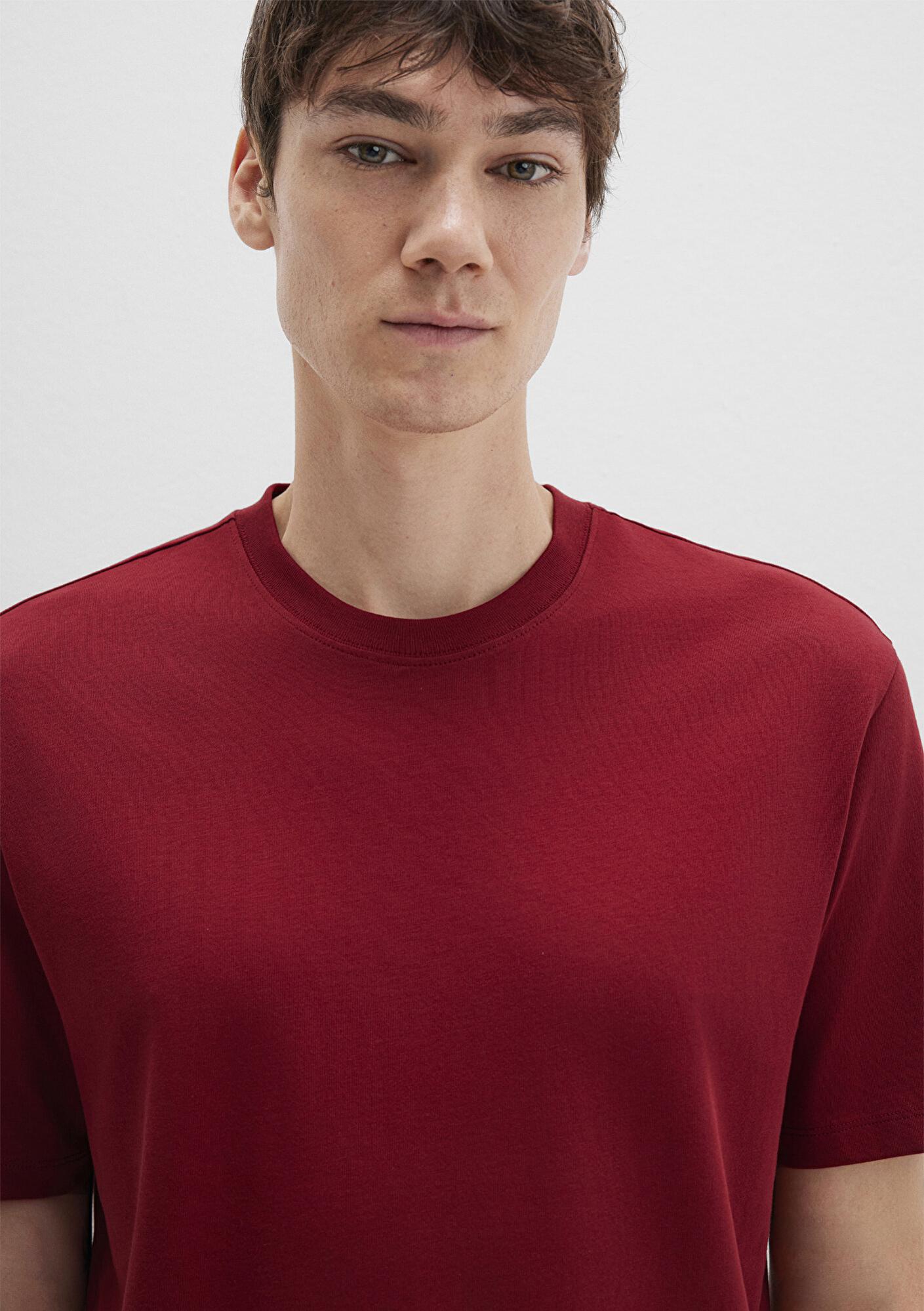 Mavi Kırmızı Basic Tişört Loose Fit / Bol Rahat Kesim 066249-89065