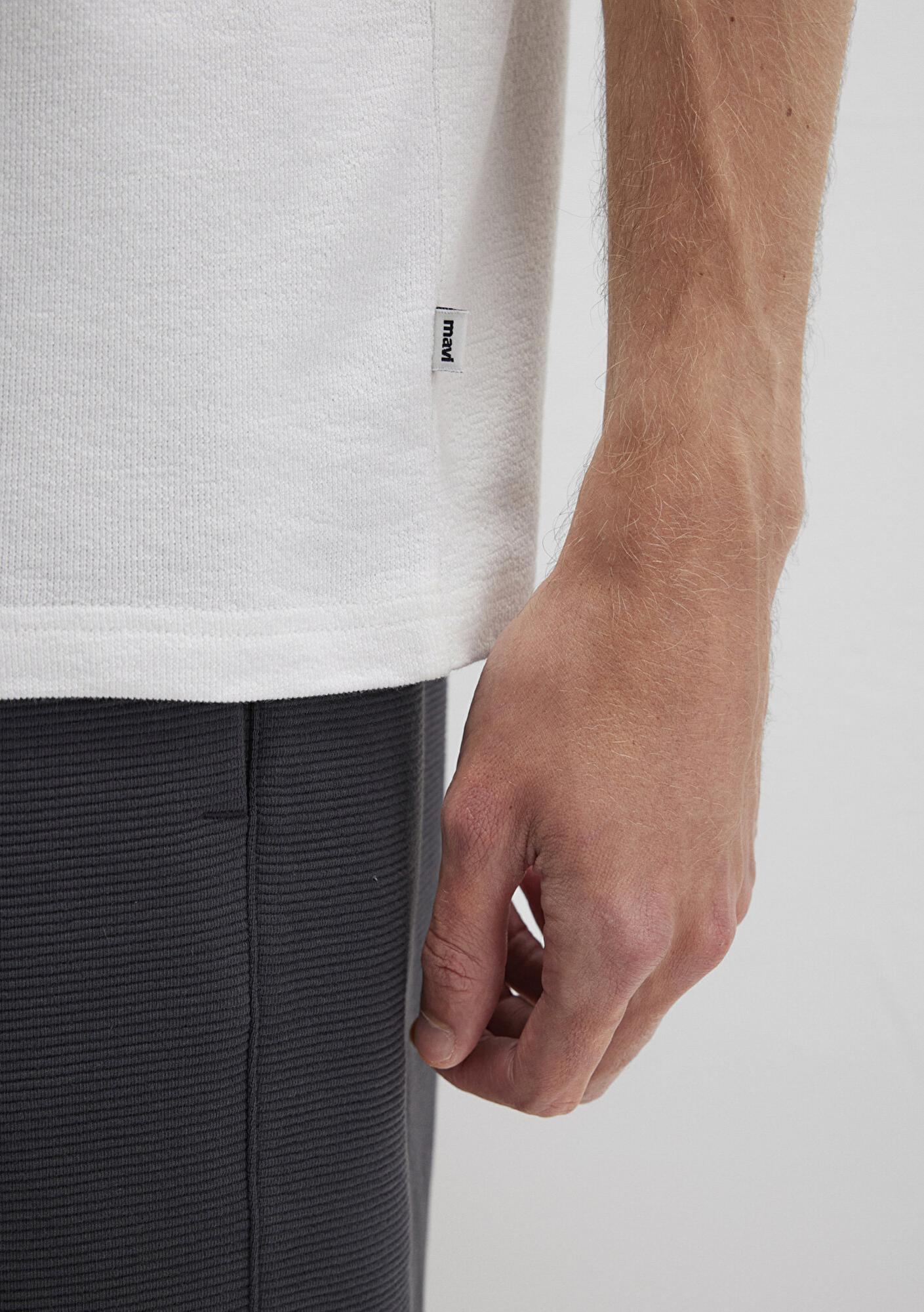 Mavi Beyaz Basic Tişört Loose Fit / Bol Rahat Kesim 0612823-70057