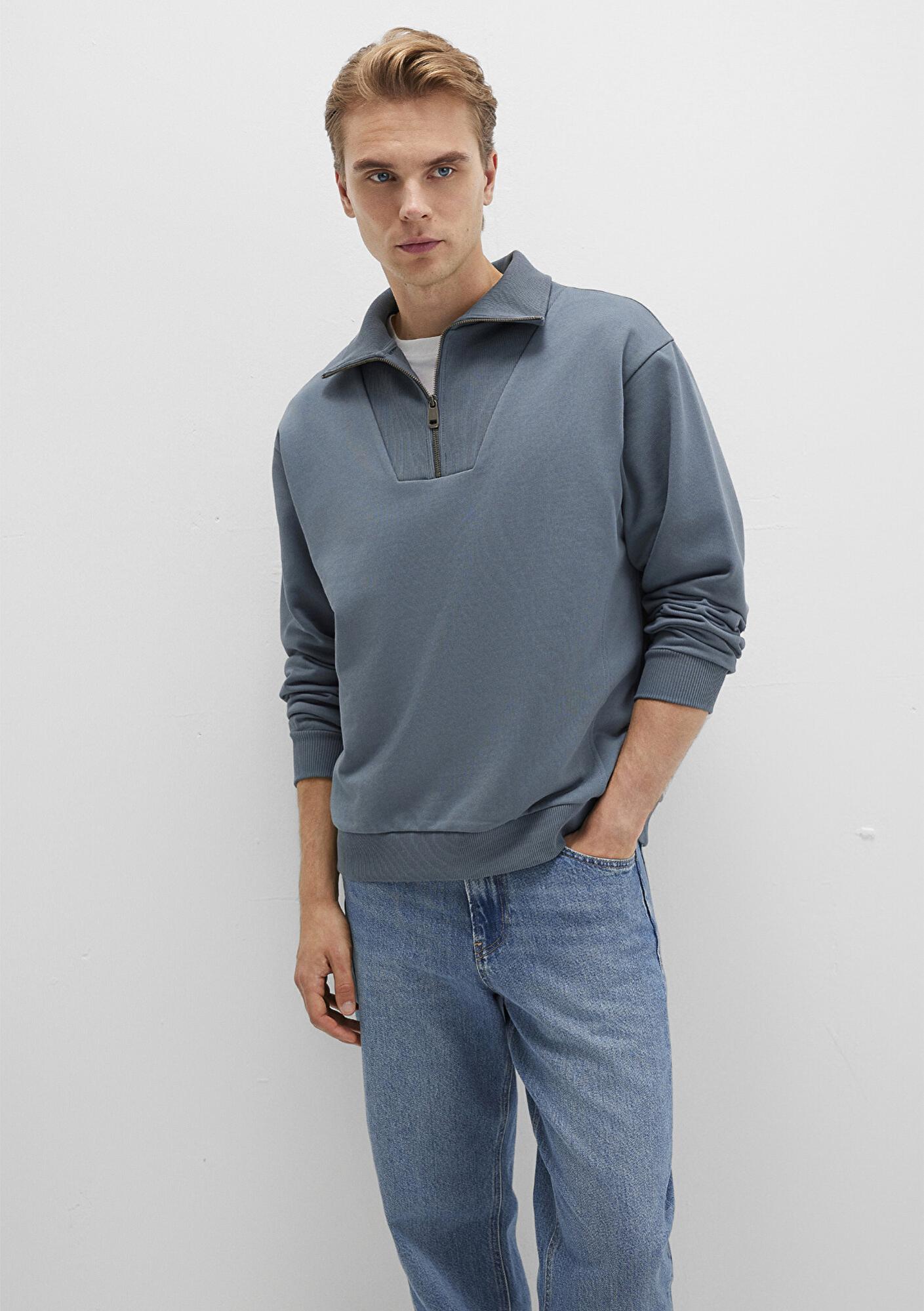 Mavi Yarı Fermuarlı Polo Yaka Yeşil Sweatshirt 0S10368-80889