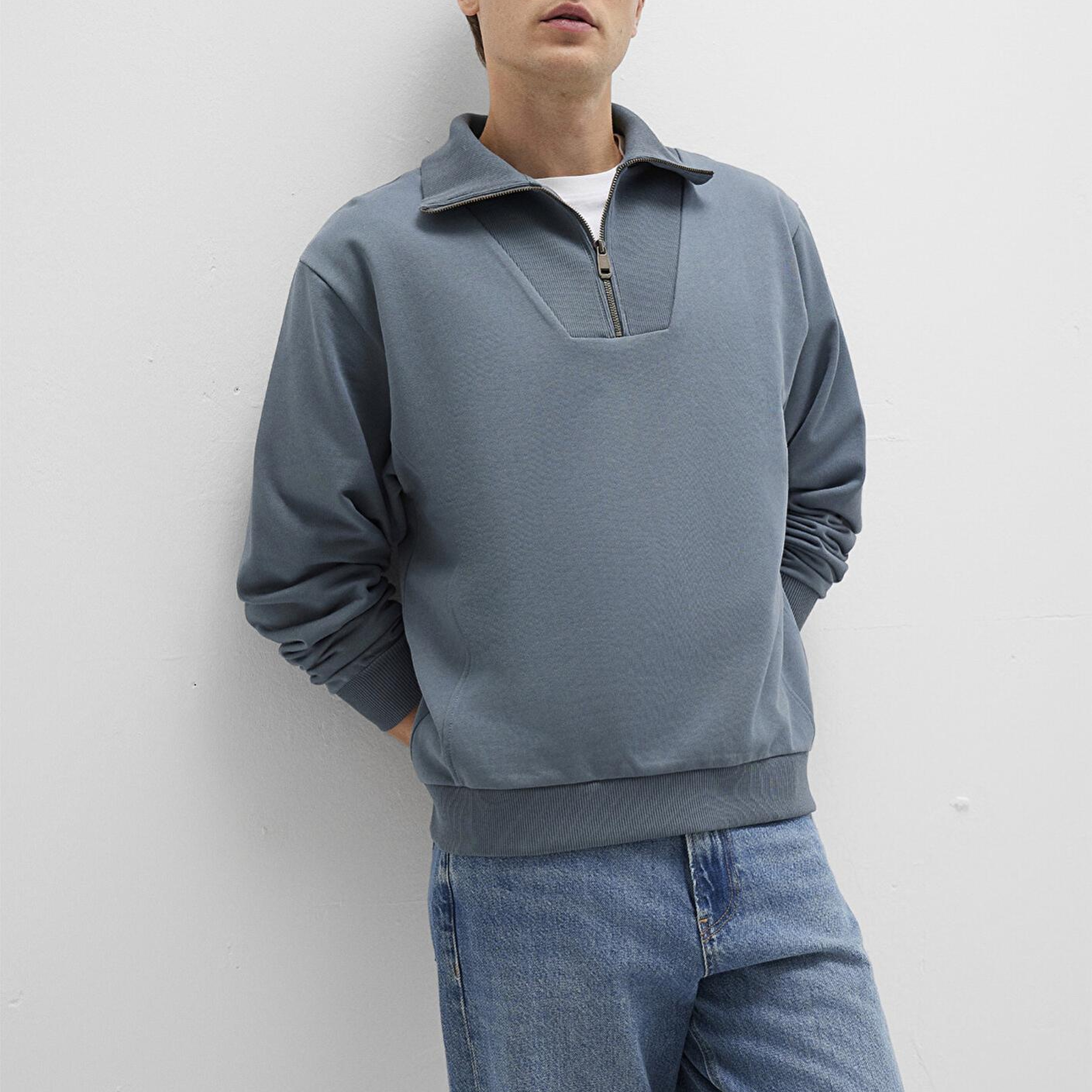 Mavi Yarı Fermuarlı Polo Yaka Yeşil Sweatshirt 0S10368-80889