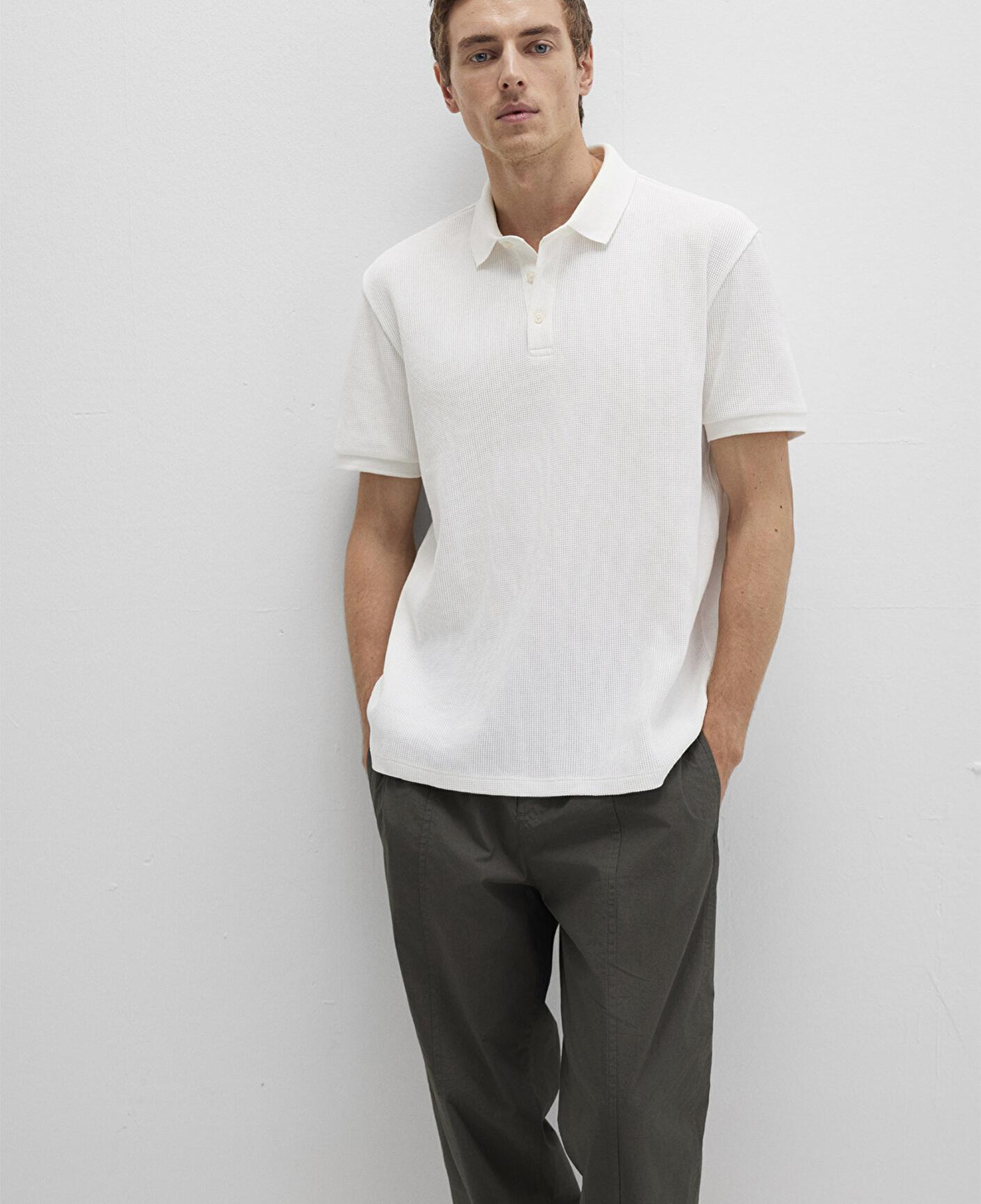 Mavi Dokulu Beyaz Polo Tişört Regular Fit / Normal Kesim 0612824-70057