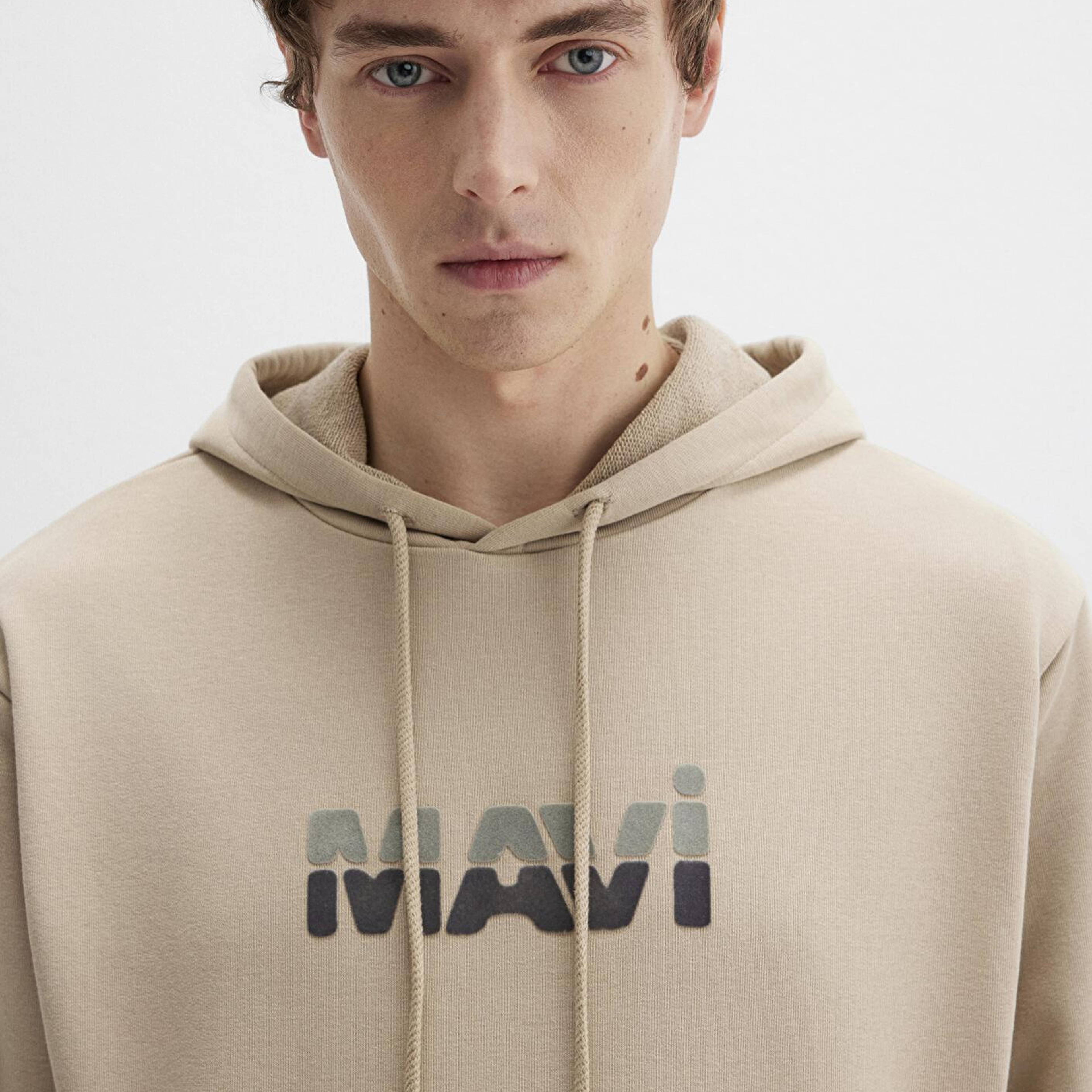 Mavi Mavi Logo Baskılı Bej Sweatshirt 0S10395-70004