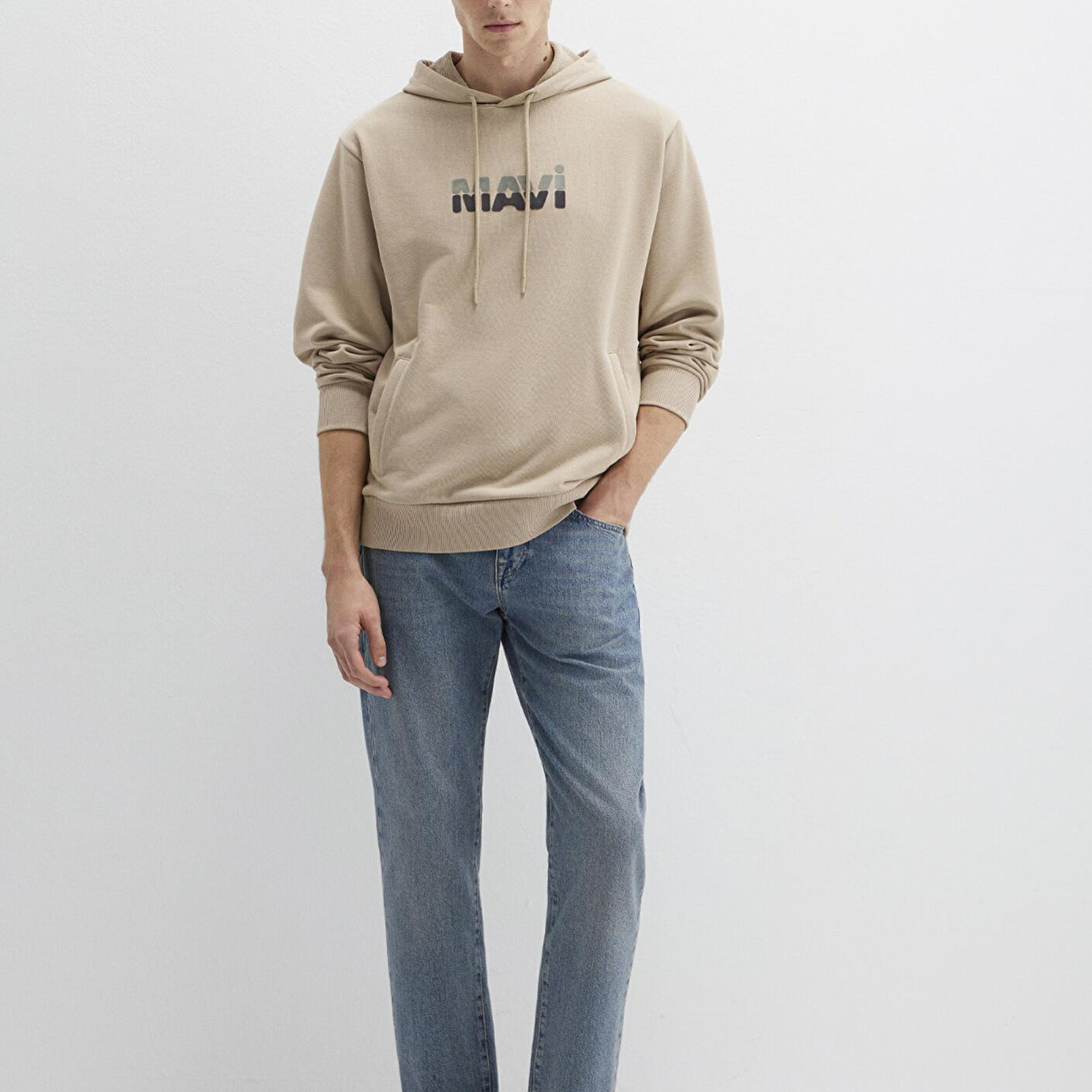 Mavi Mavi Logo Baskılı Bej Sweatshirt 0S10395-70004