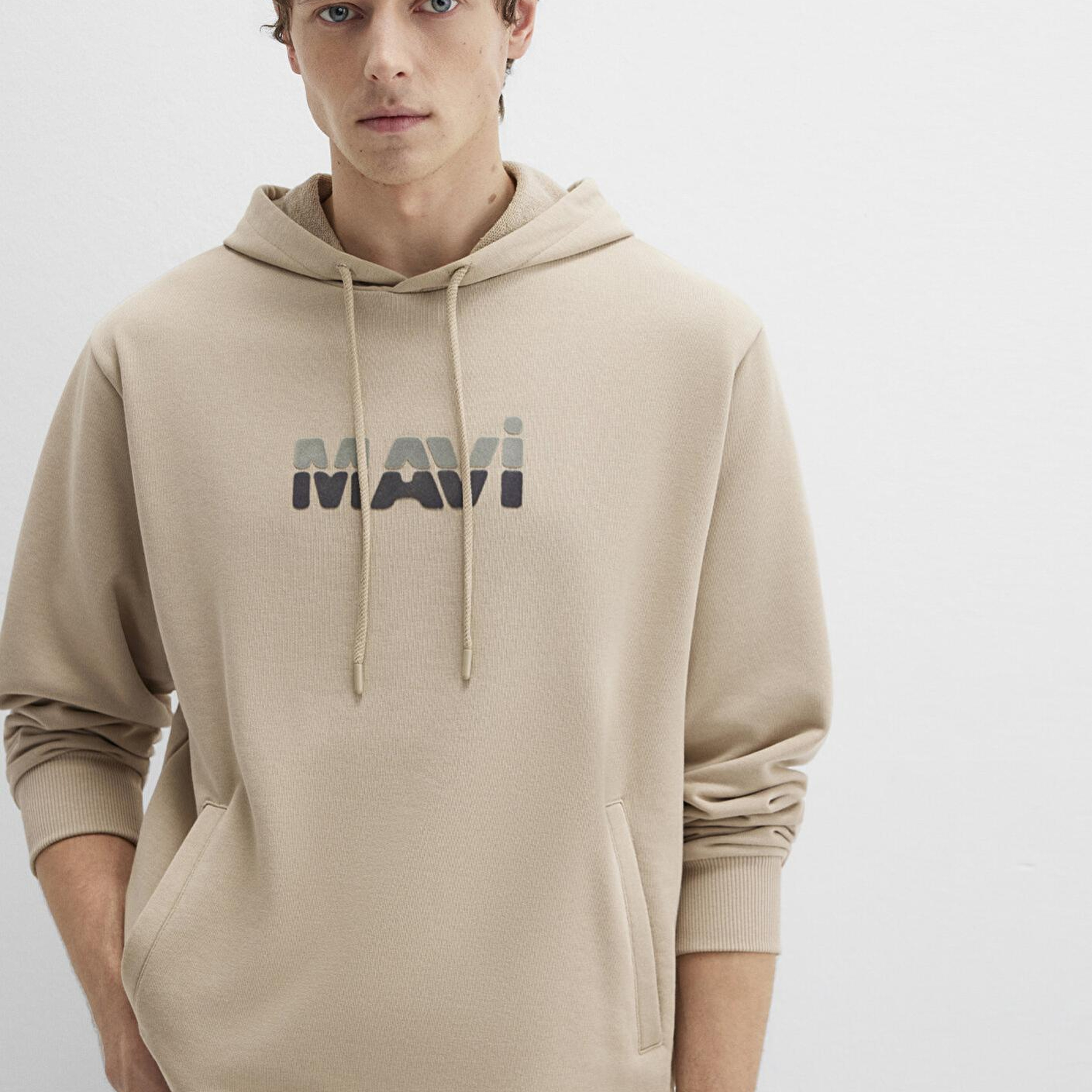 Mavi Mavi Logo Baskılı Bej Sweatshirt 0S10395-70004