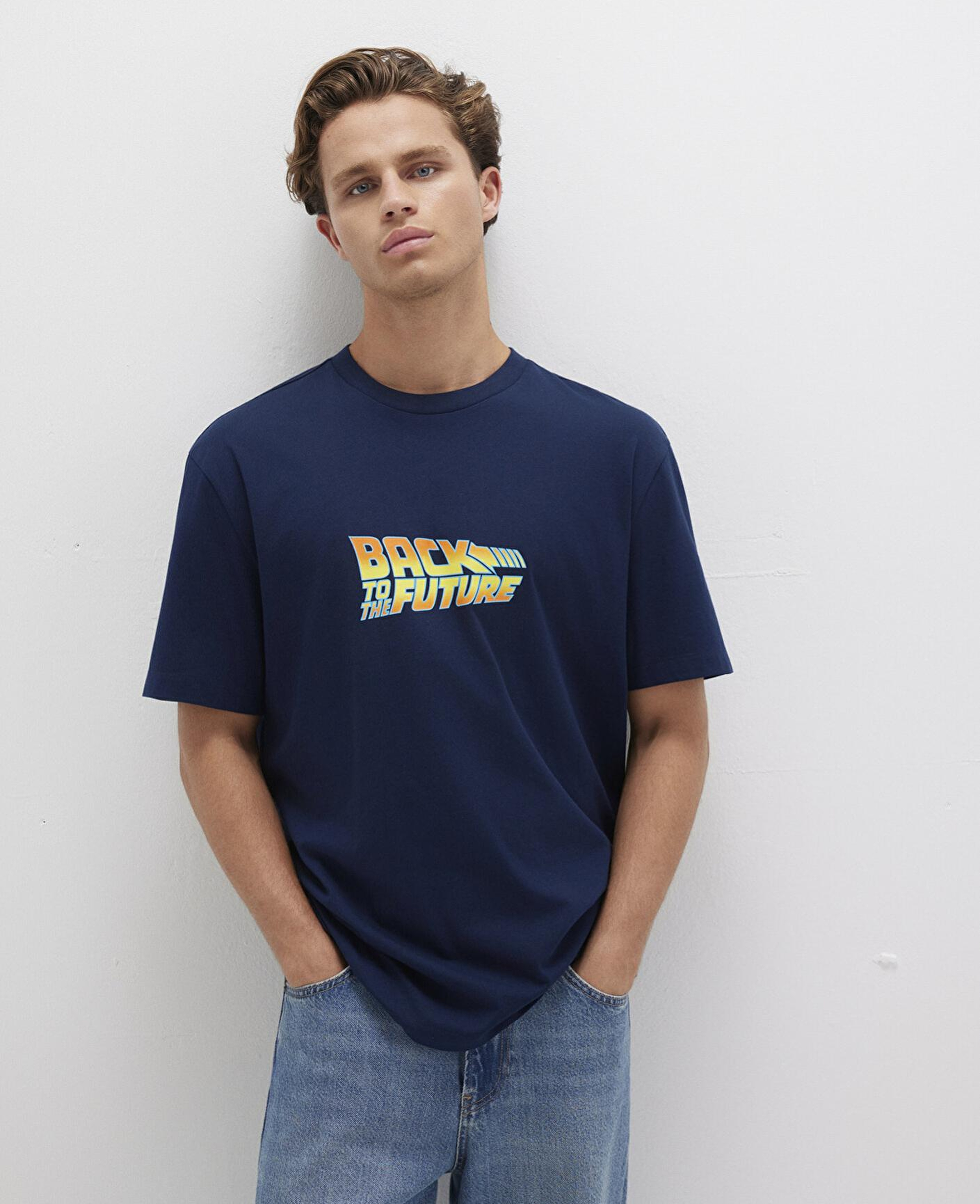 Mavi Back To The Future Baskılı Lacivert Tişört Loose Fit / Bol Rahat Kesim 0612925-89353