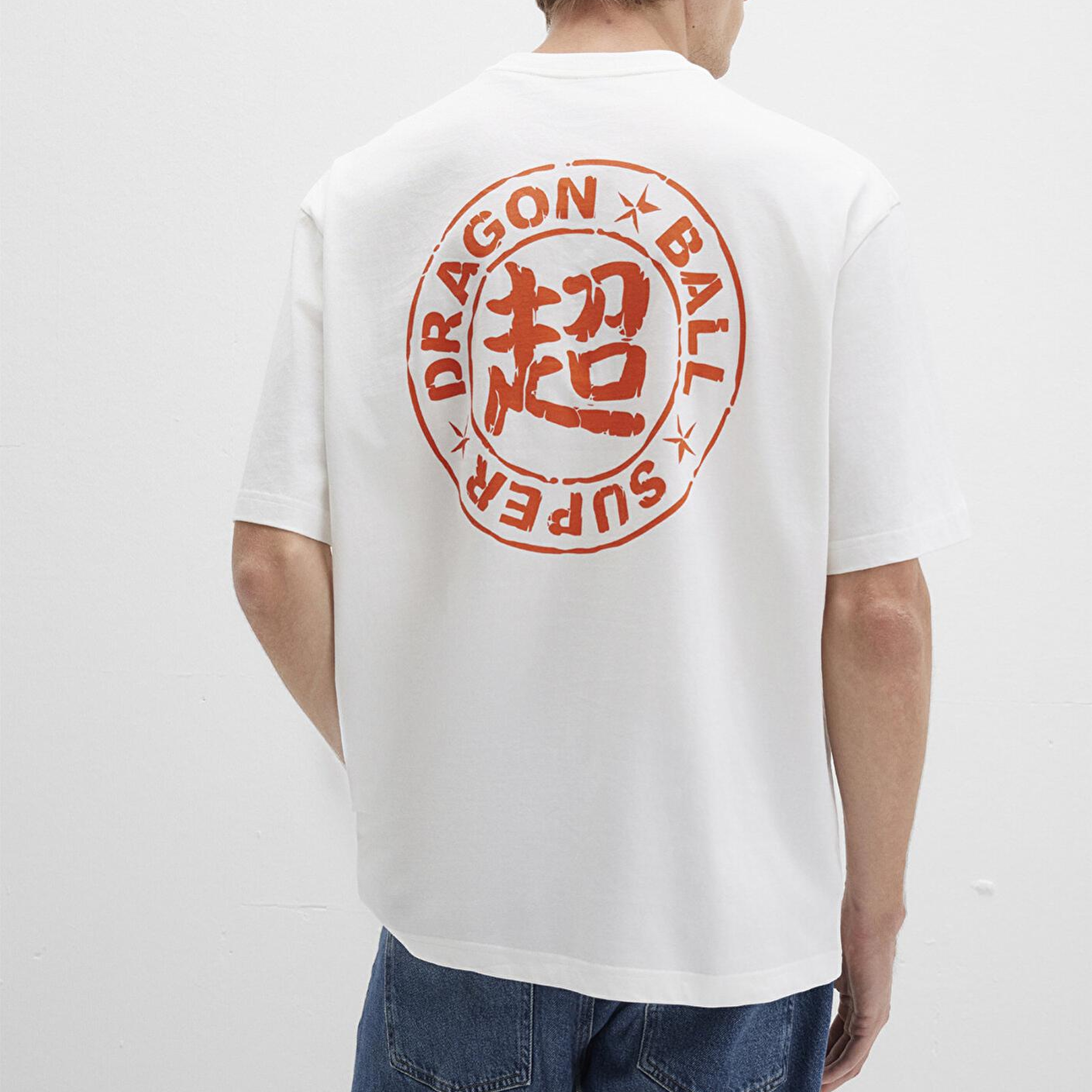 Mavi Dragon Ball Baskılı Beyaz Tişört Relaxed Fit / Rahat Kesim 0612927-70057