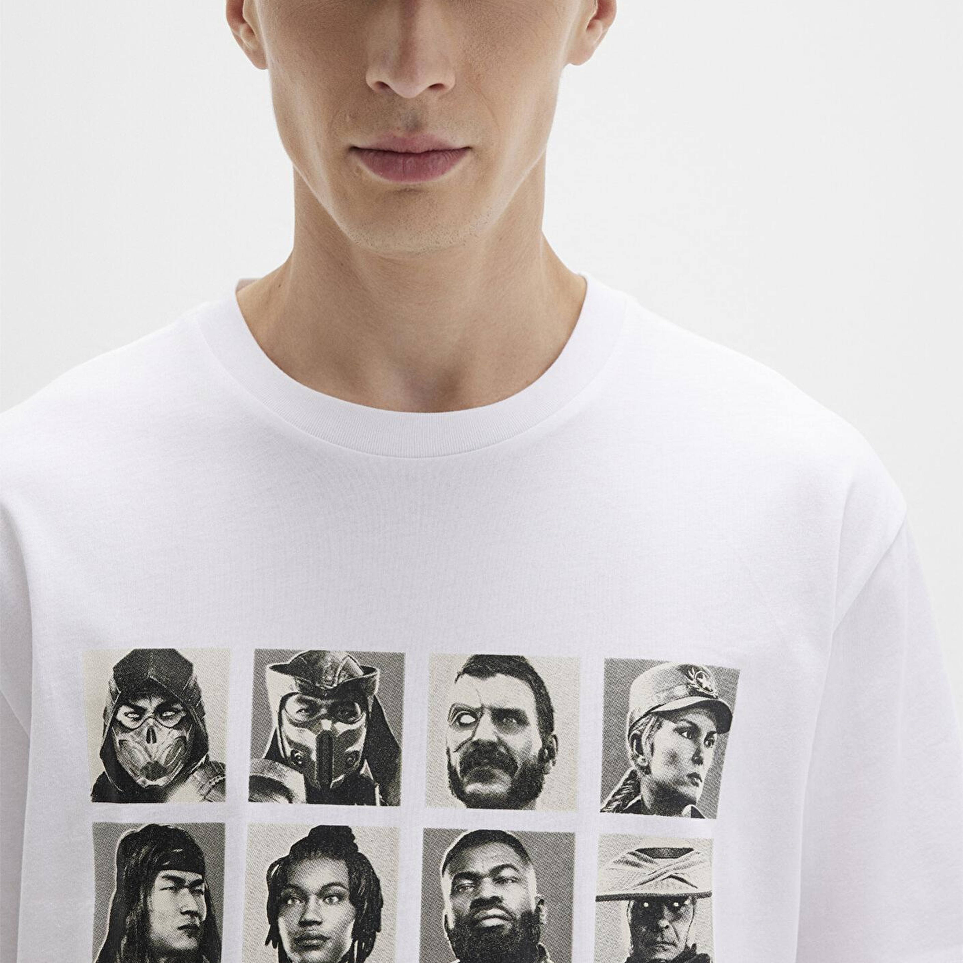 Mavi Mortal Kombat Baskılı Beyaz Tişört Loose Fit / Bol Rahat Kesim 0612921-620