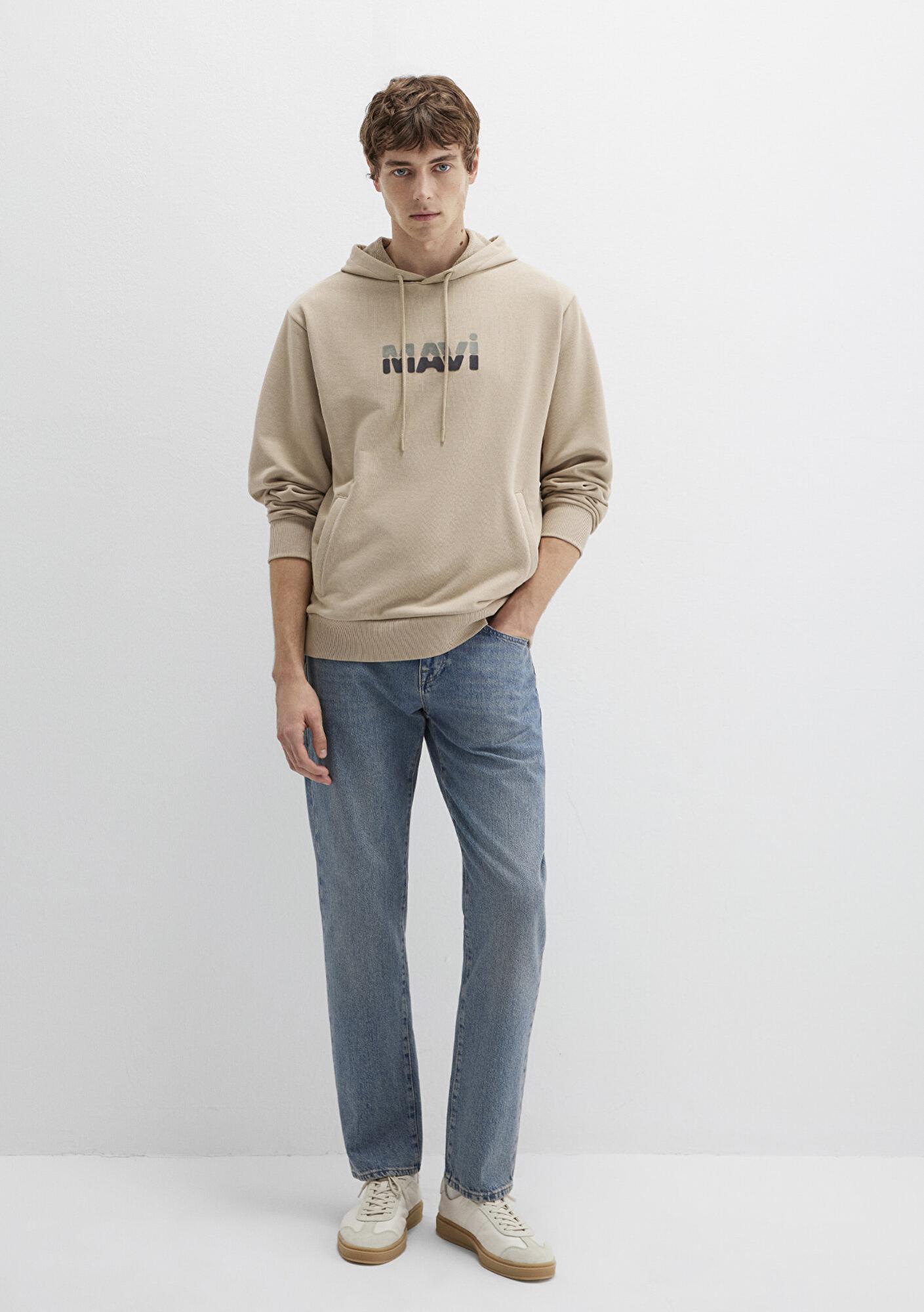 Mavi Mavi Logo Baskılı Bej Sweatshirt 0S10395-70004