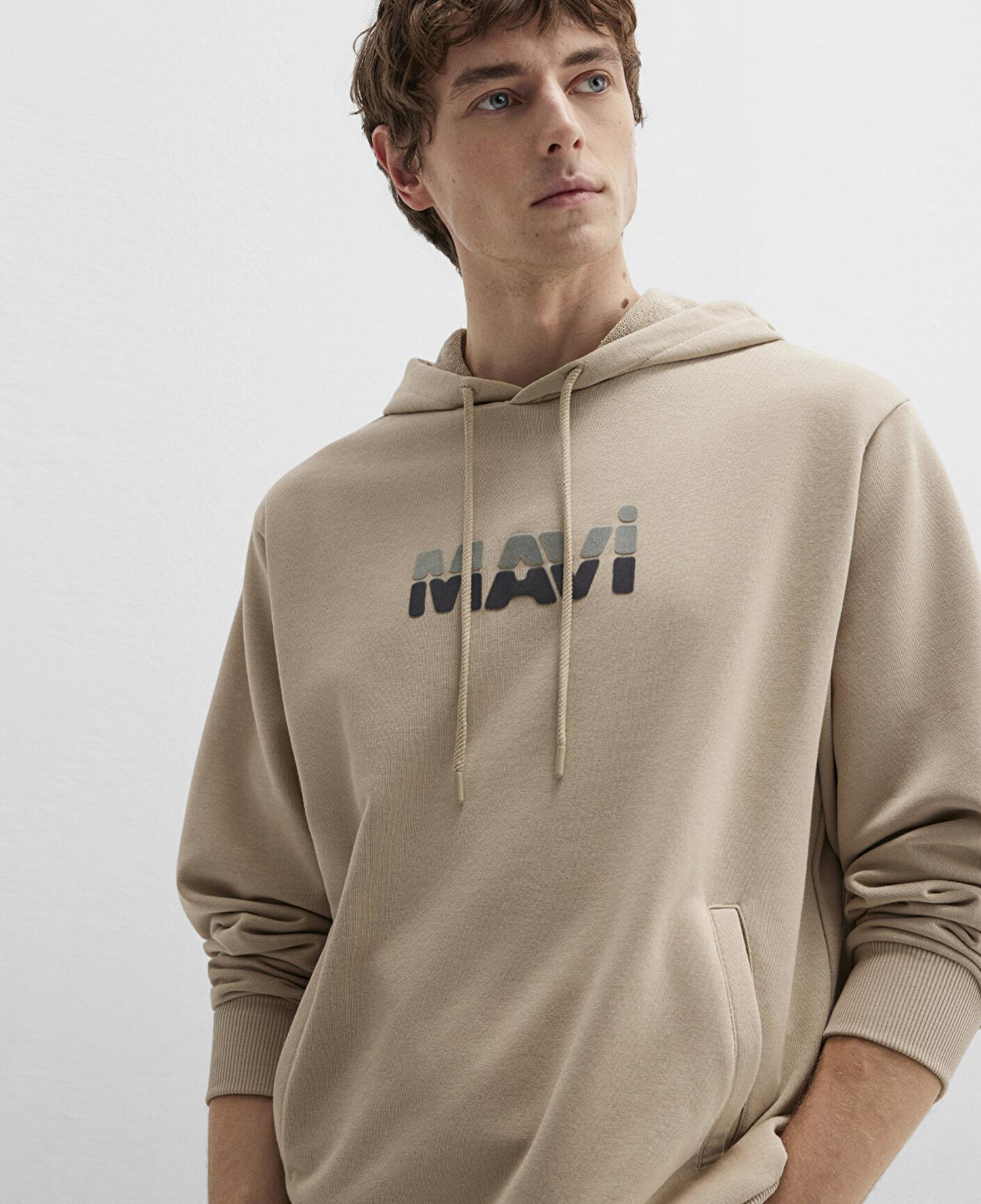 Mavi Mavi Logo Baskılı Bej Sweatshirt 0S10395-70004