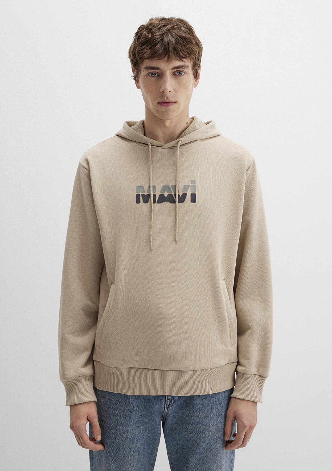Mavi Mavi Logo Baskılı Bej Sweatshirt 0S10395-70004