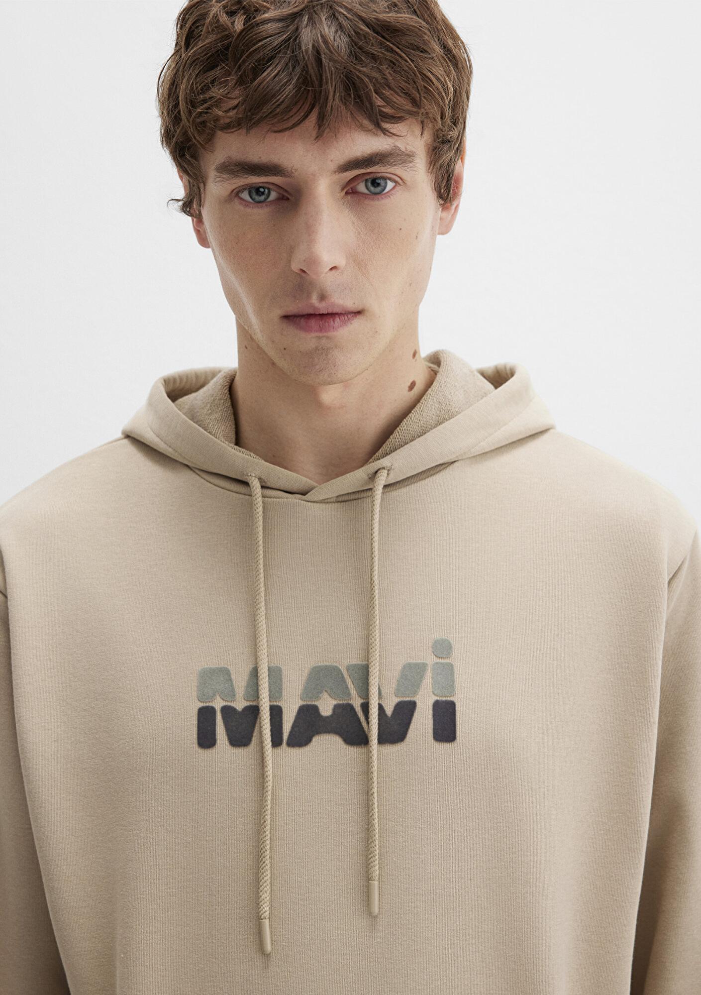 Mavi Mavi Logo Baskılı Bej Sweatshirt 0S10395-70004