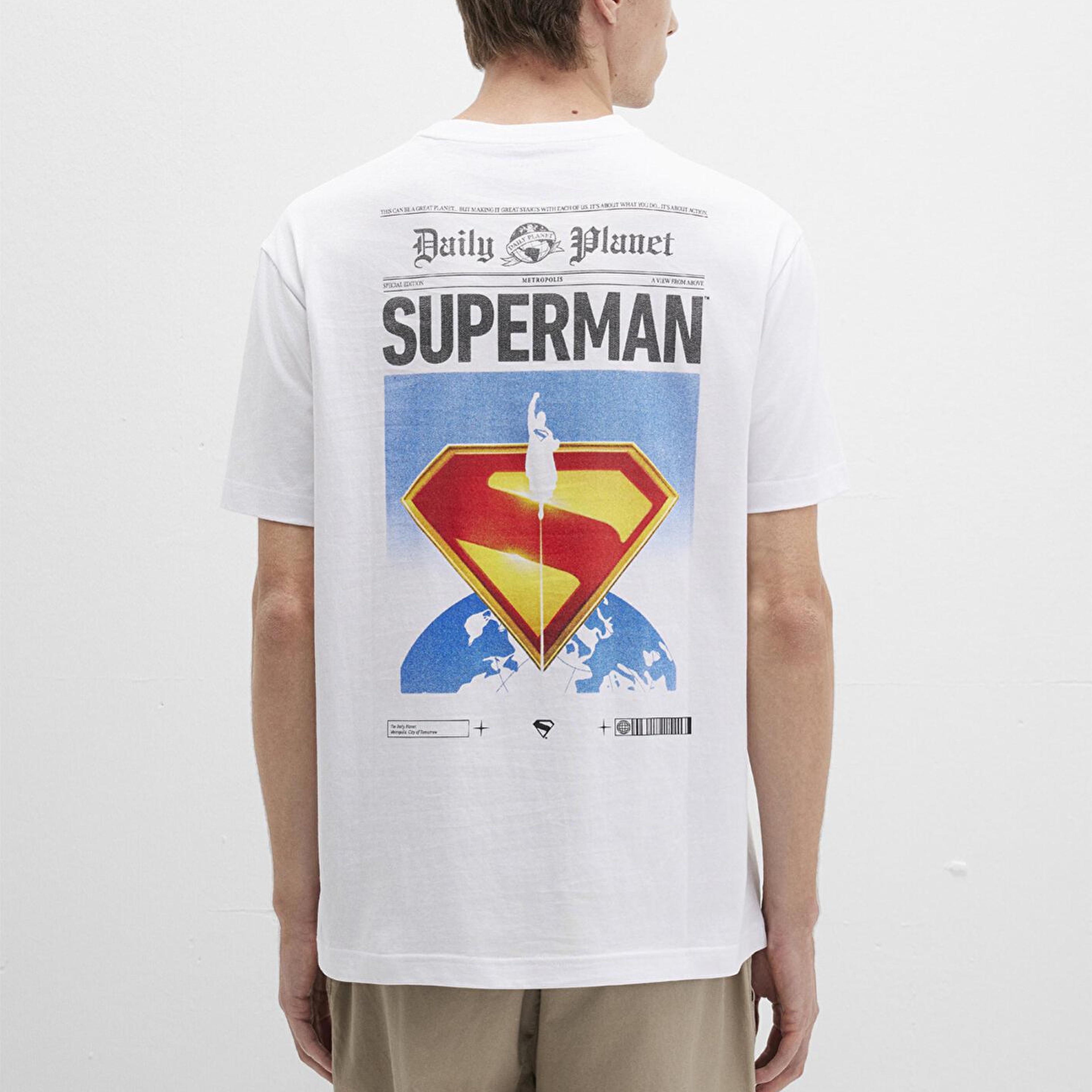 Mavi Superman Baskılı Beyaz Tişört Loose Fit / Bol Rahat Kesim 0612918-620