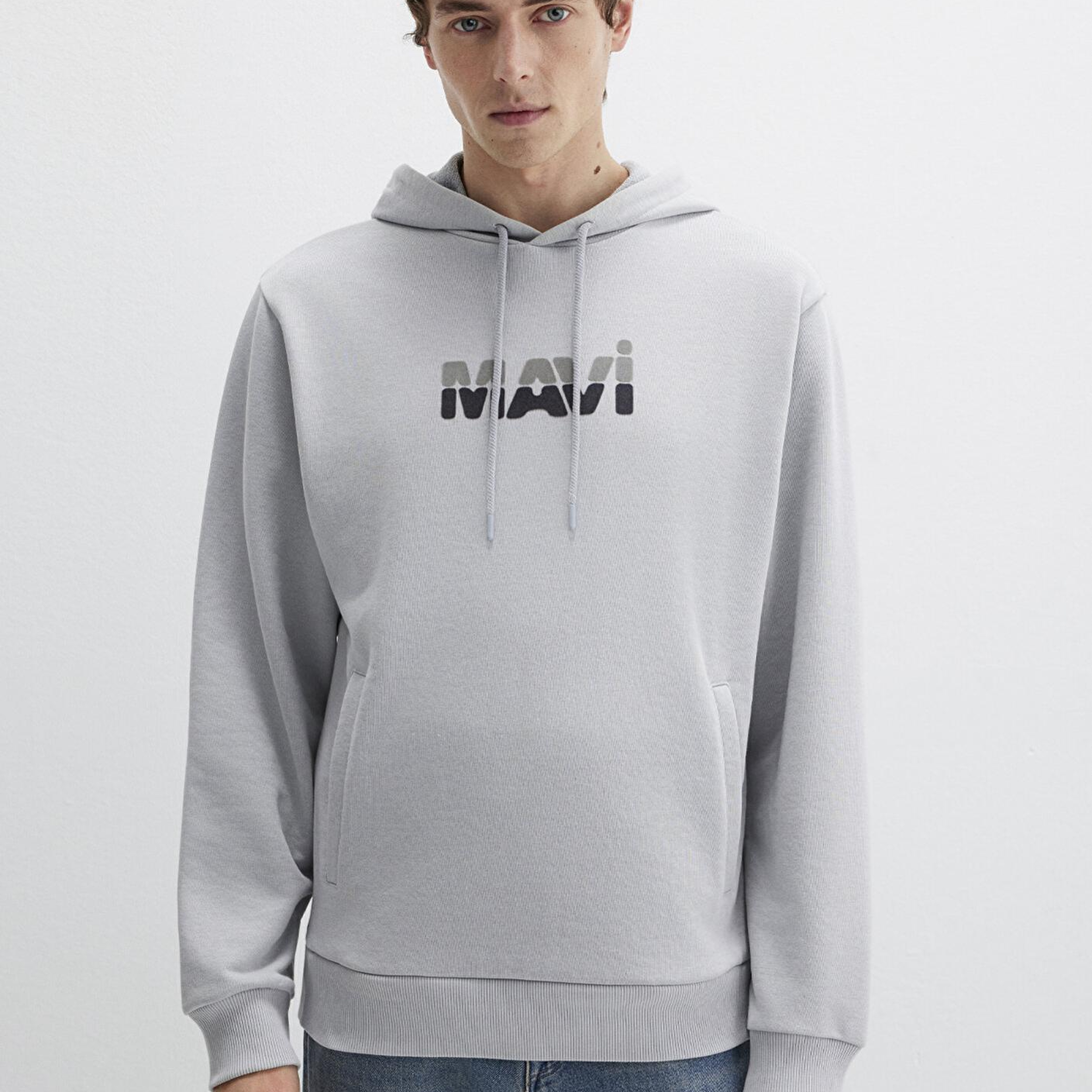 Mavi Mavi Logo Baskılı Gri Sweatshirt 0S10395-70075