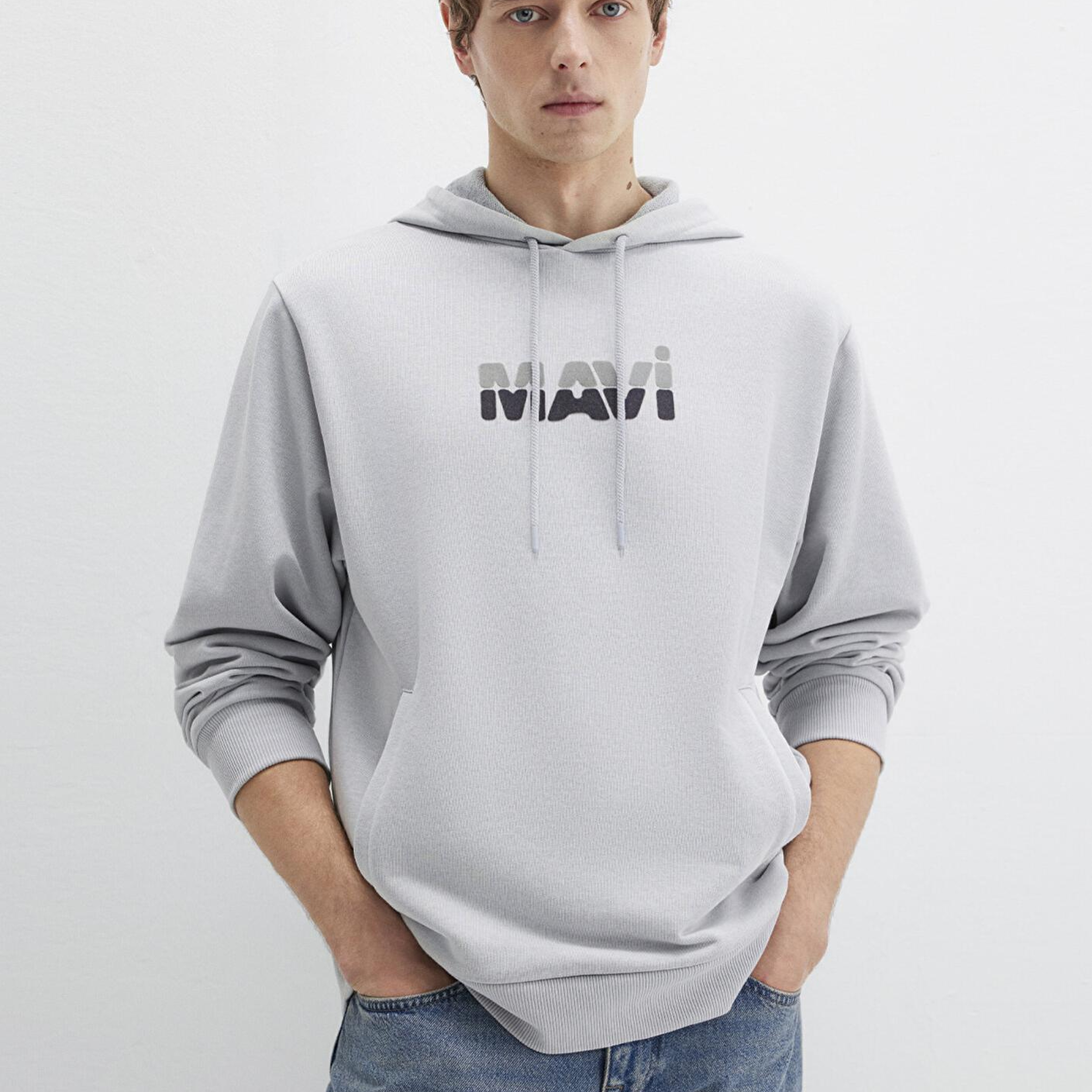 Mavi Mavi Logo Baskılı Gri Sweatshirt 0S10395-70075