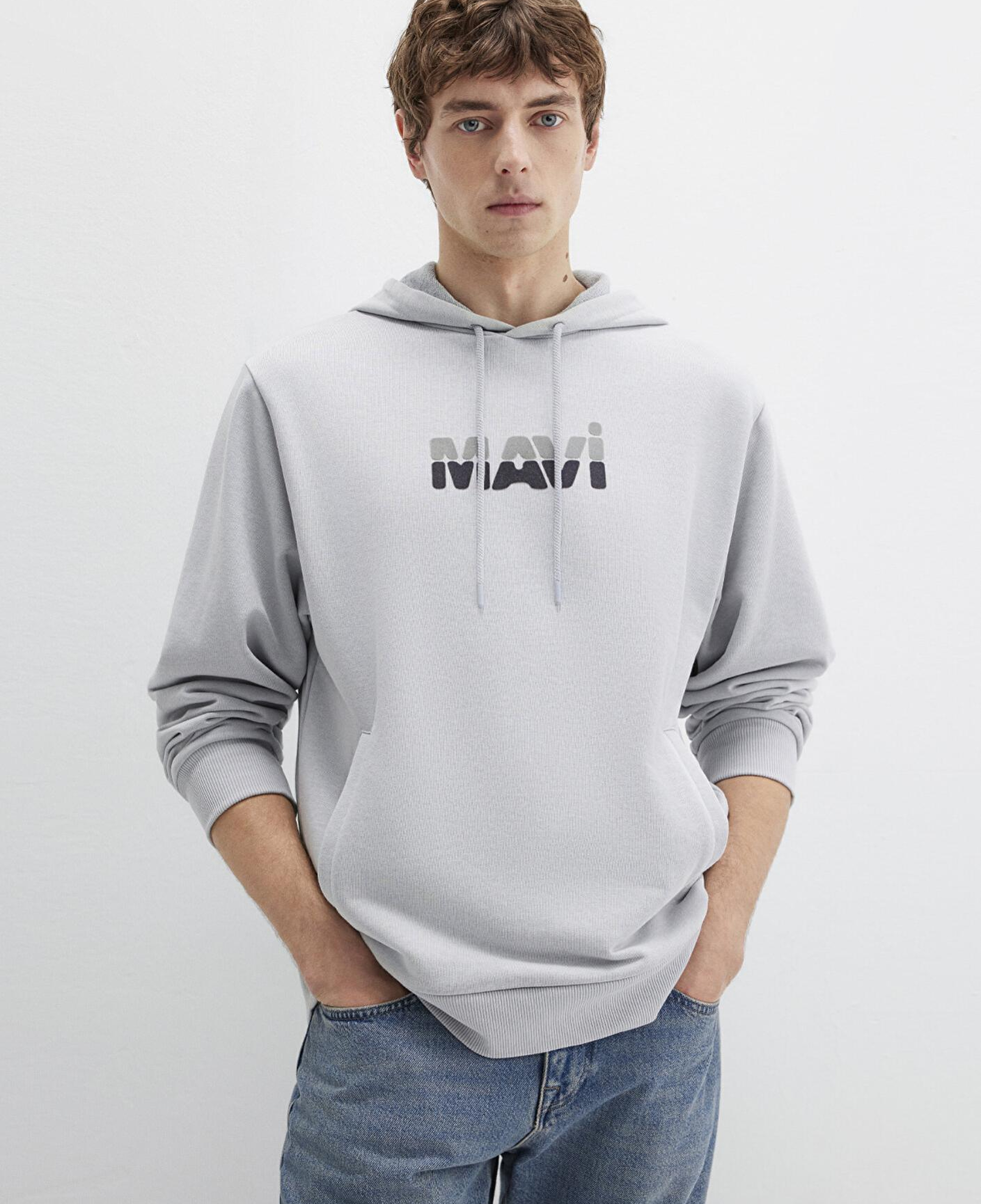 Mavi Mavi Logo Baskılı Gri Sweatshirt 0S10395-70075