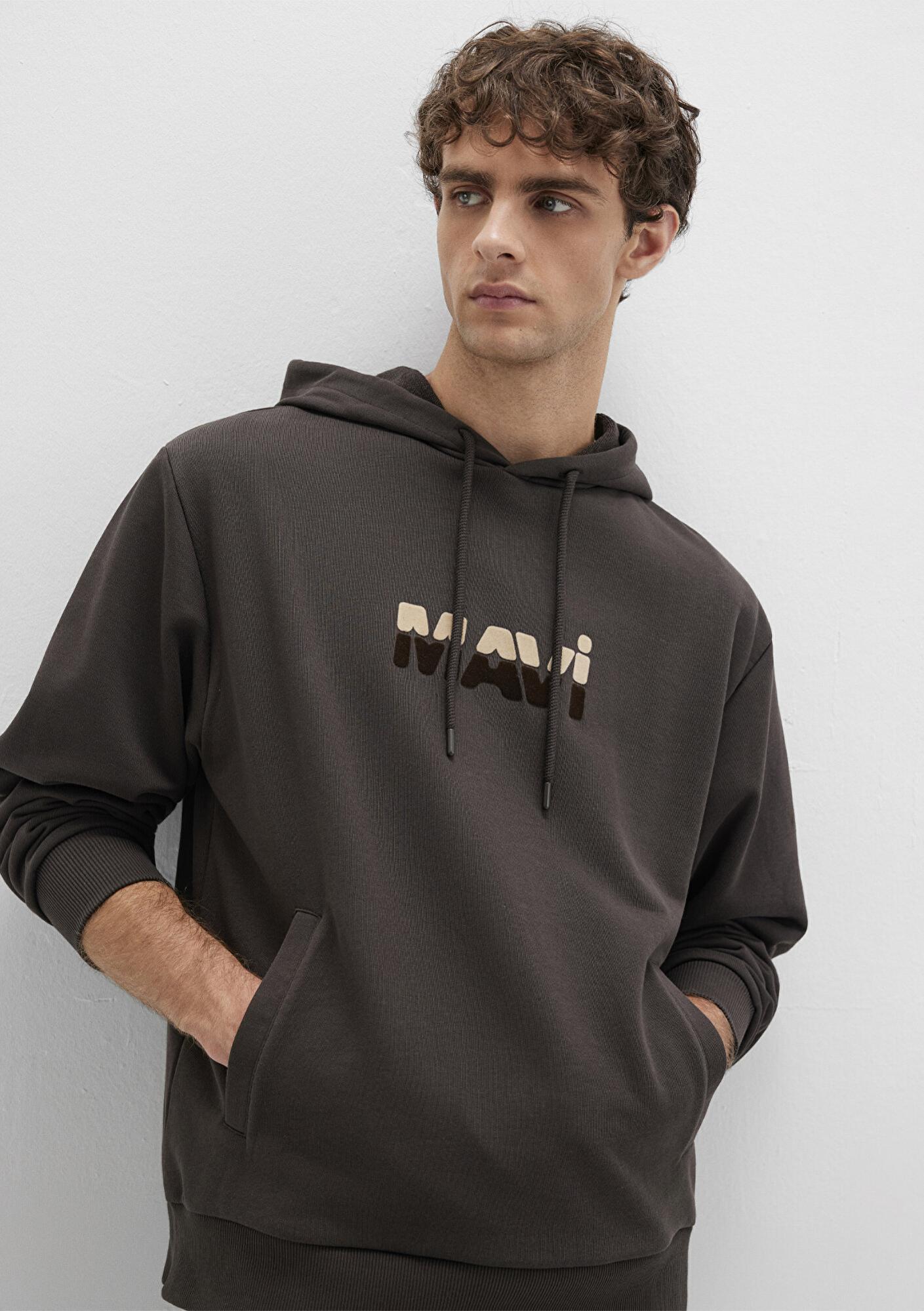 Mavi Mavi Logo Baskılı Kahverengi Sweatshirt 0S10395-70219