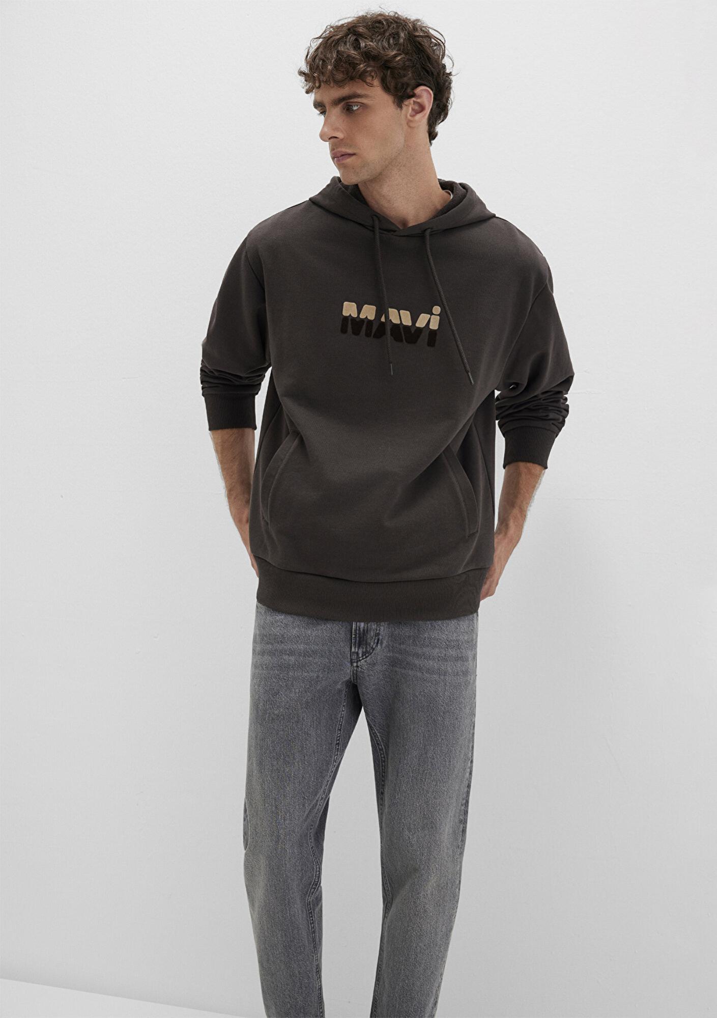 Mavi Mavi Logo Baskılı Kahverengi Sweatshirt 0S10395-70219