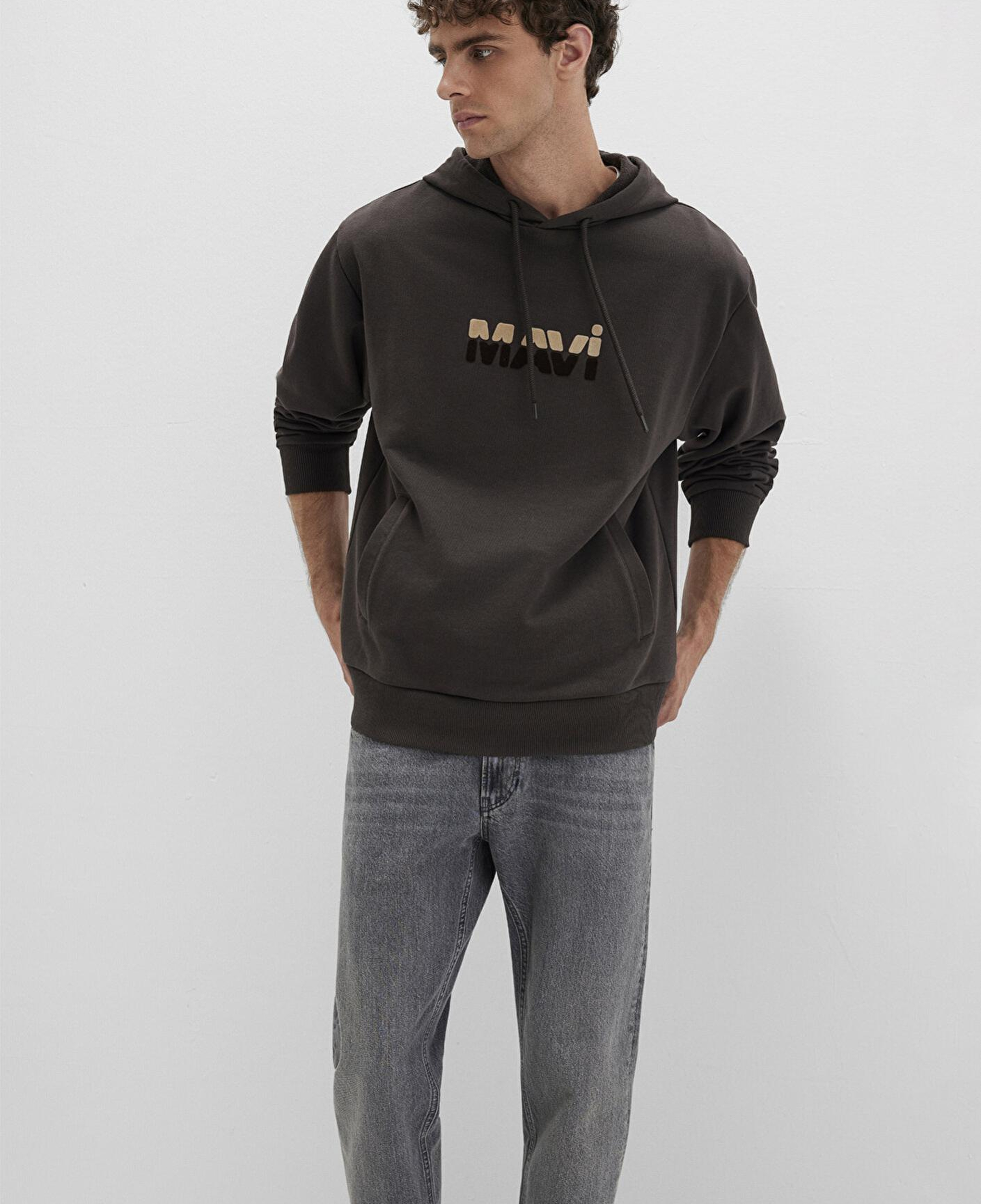 Mavi Mavi Logo Baskılı Kahverengi Sweatshirt 0S10395-70219