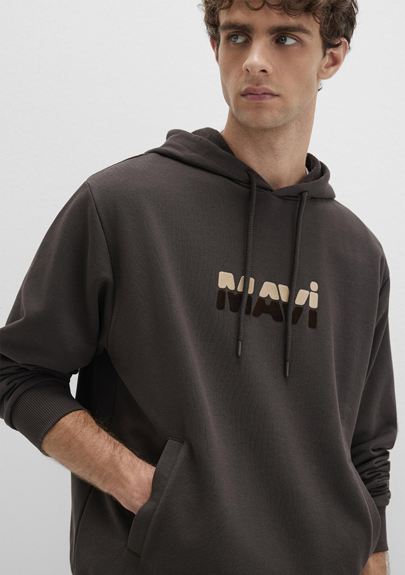 Mavi Mavi Logo Baskılı Kahverengi Sweatshirt 0S10395-70219