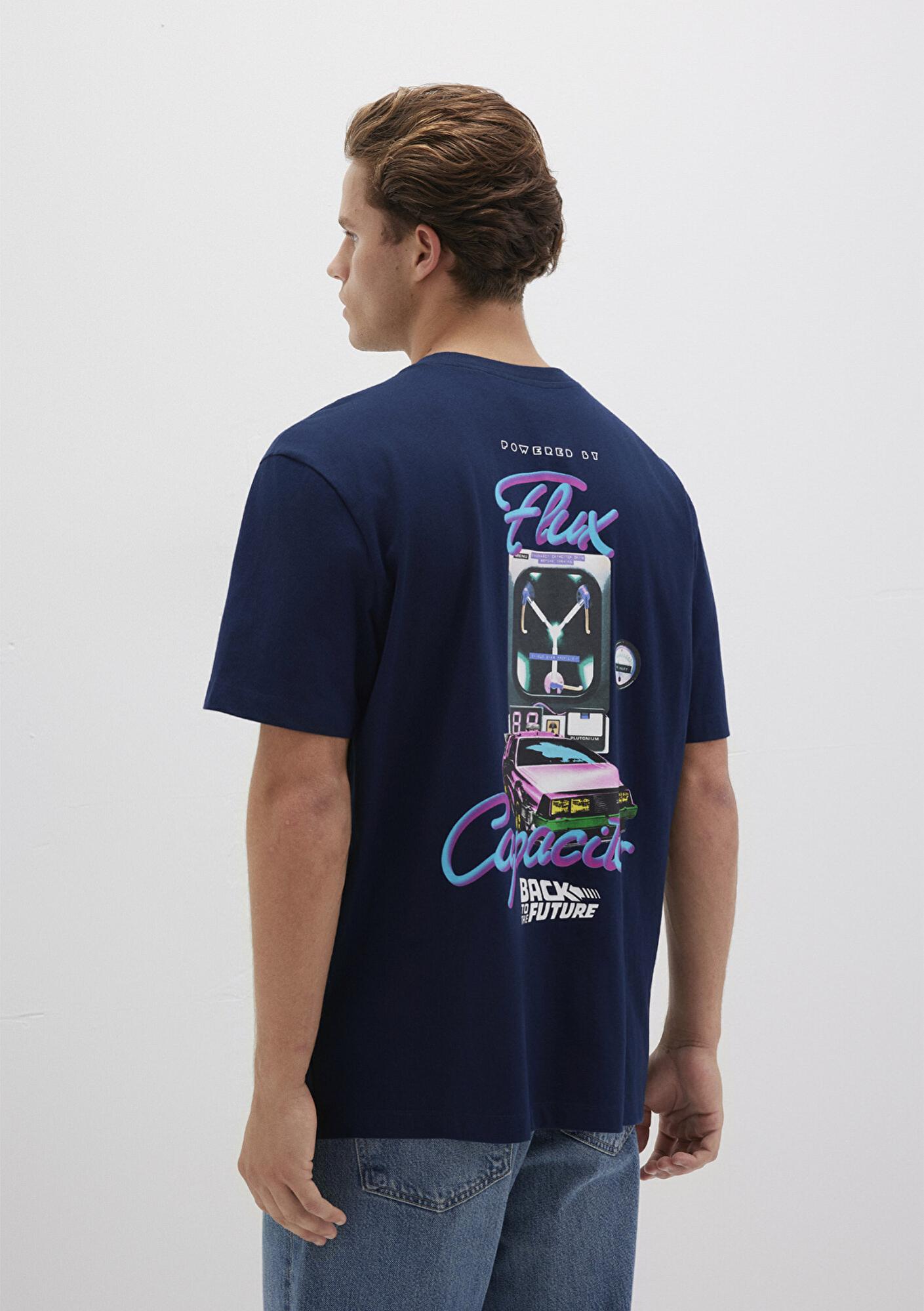 Mavi Back To The Future Baskılı Lacivert Tişört Loose Fit / Bol Rahat Kesim 0612925-89353