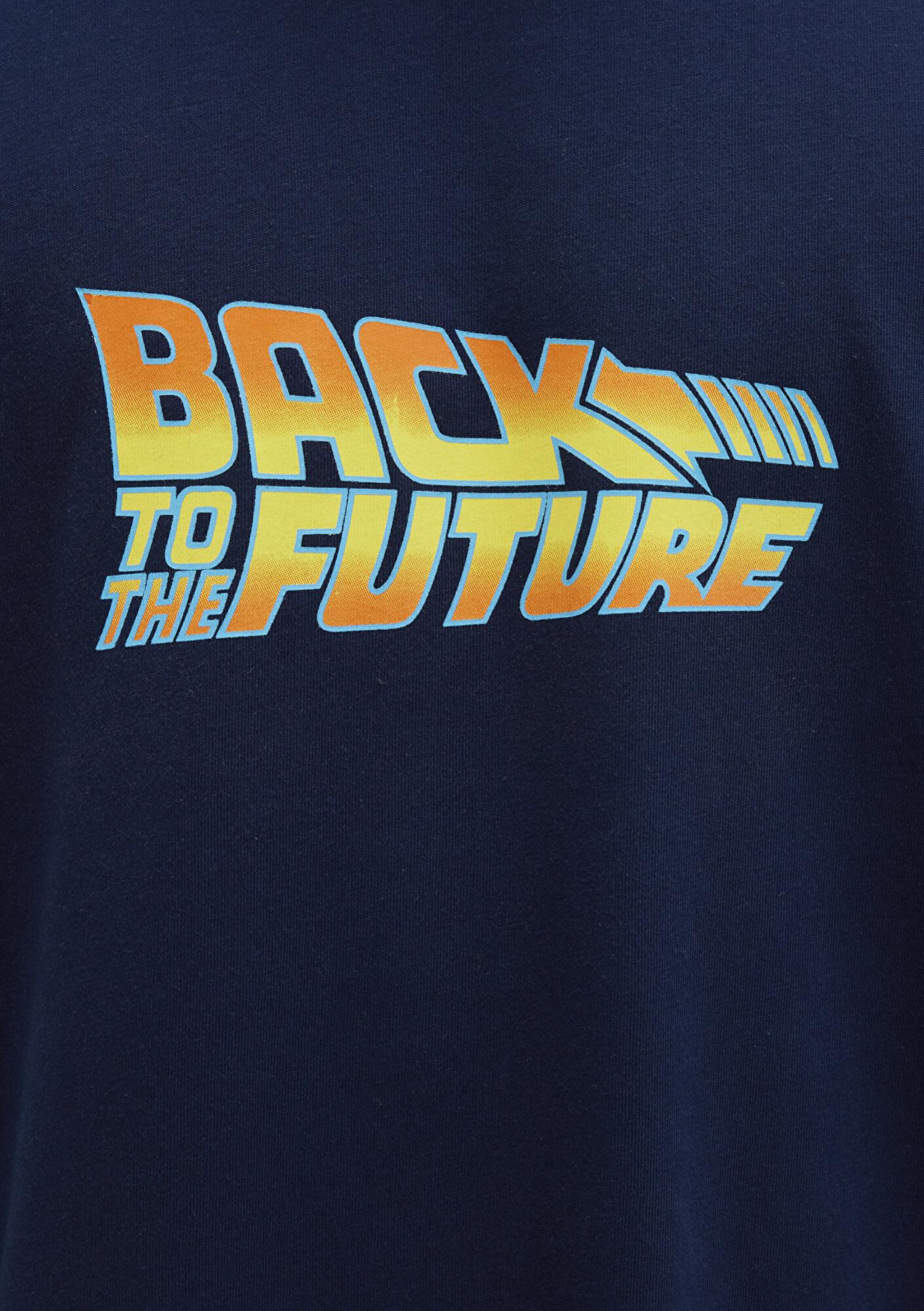 Mavi Back To The Future Baskılı Lacivert Tişört Loose Fit / Bol Rahat Kesim 0612925-89353