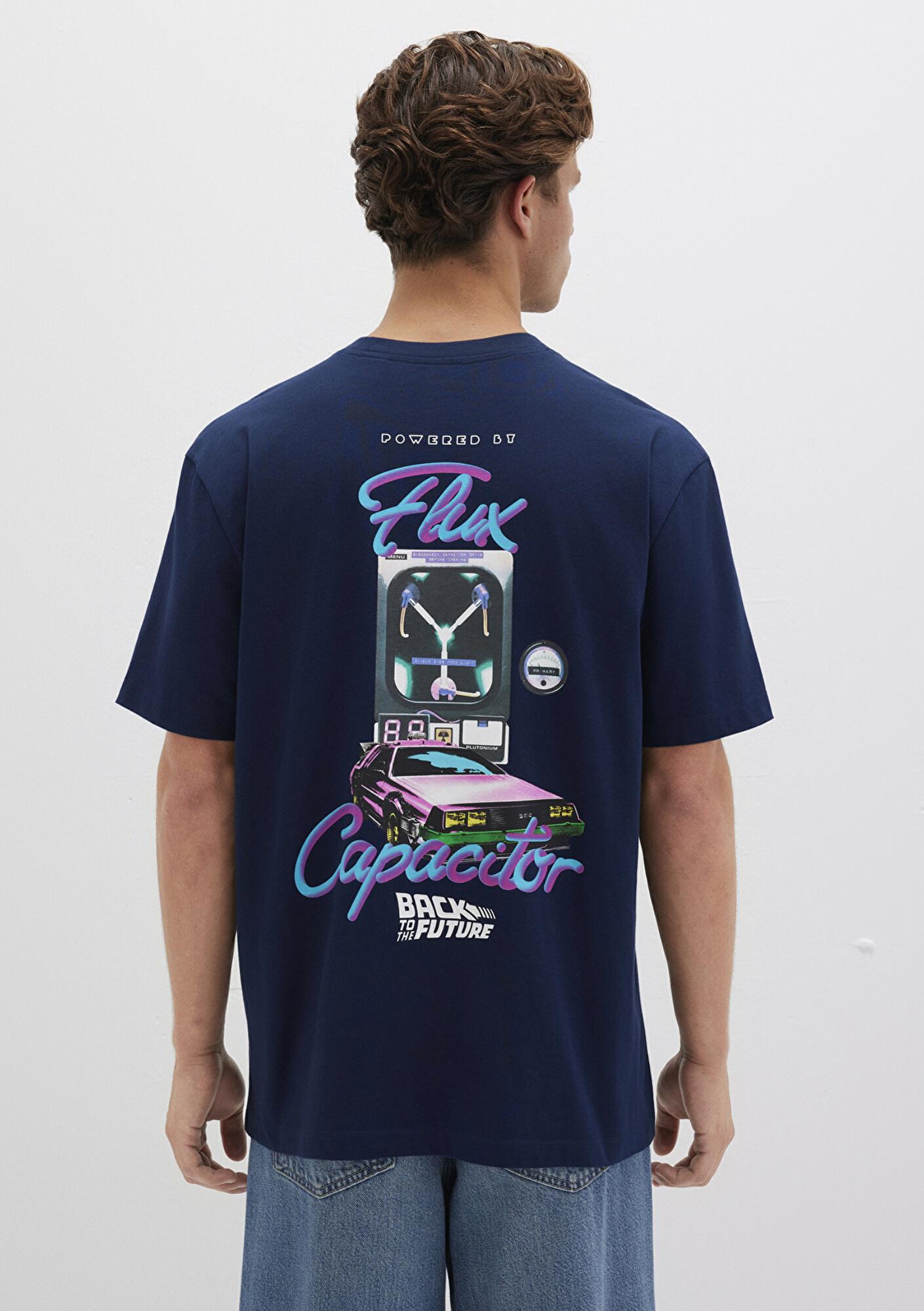 Mavi Back To The Future Baskılı Lacivert Tişört Loose Fit / Bol Rahat Kesim 0612925-89353