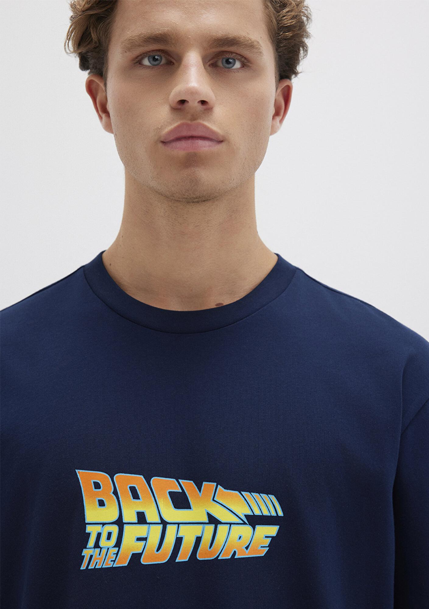 Mavi Back To The Future Baskılı Lacivert Tişört Loose Fit / Bol Rahat Kesim 0612925-89353