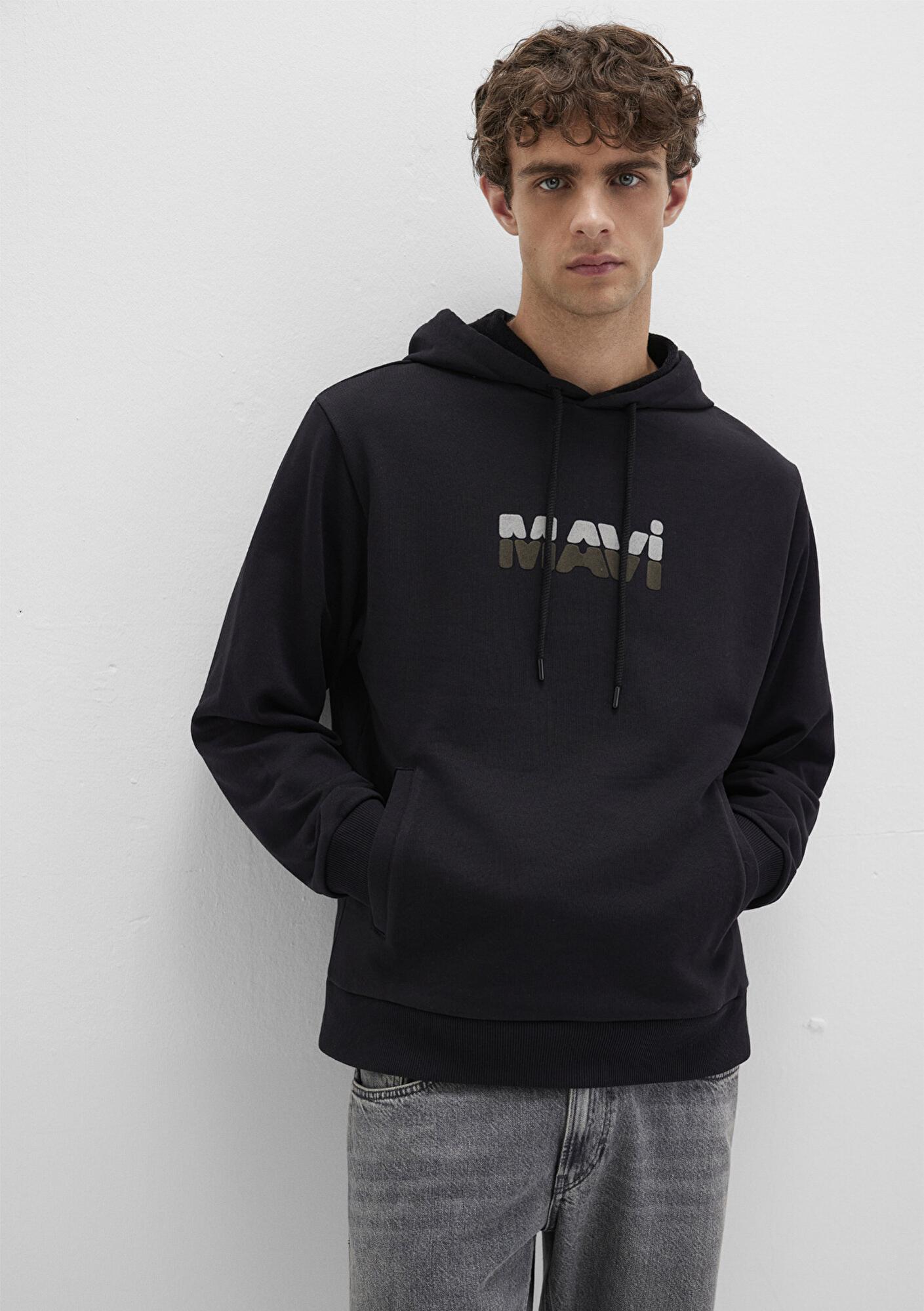 Mavi Mavi Logo Baskılı Siyah Sweatshirt 0S10395-900