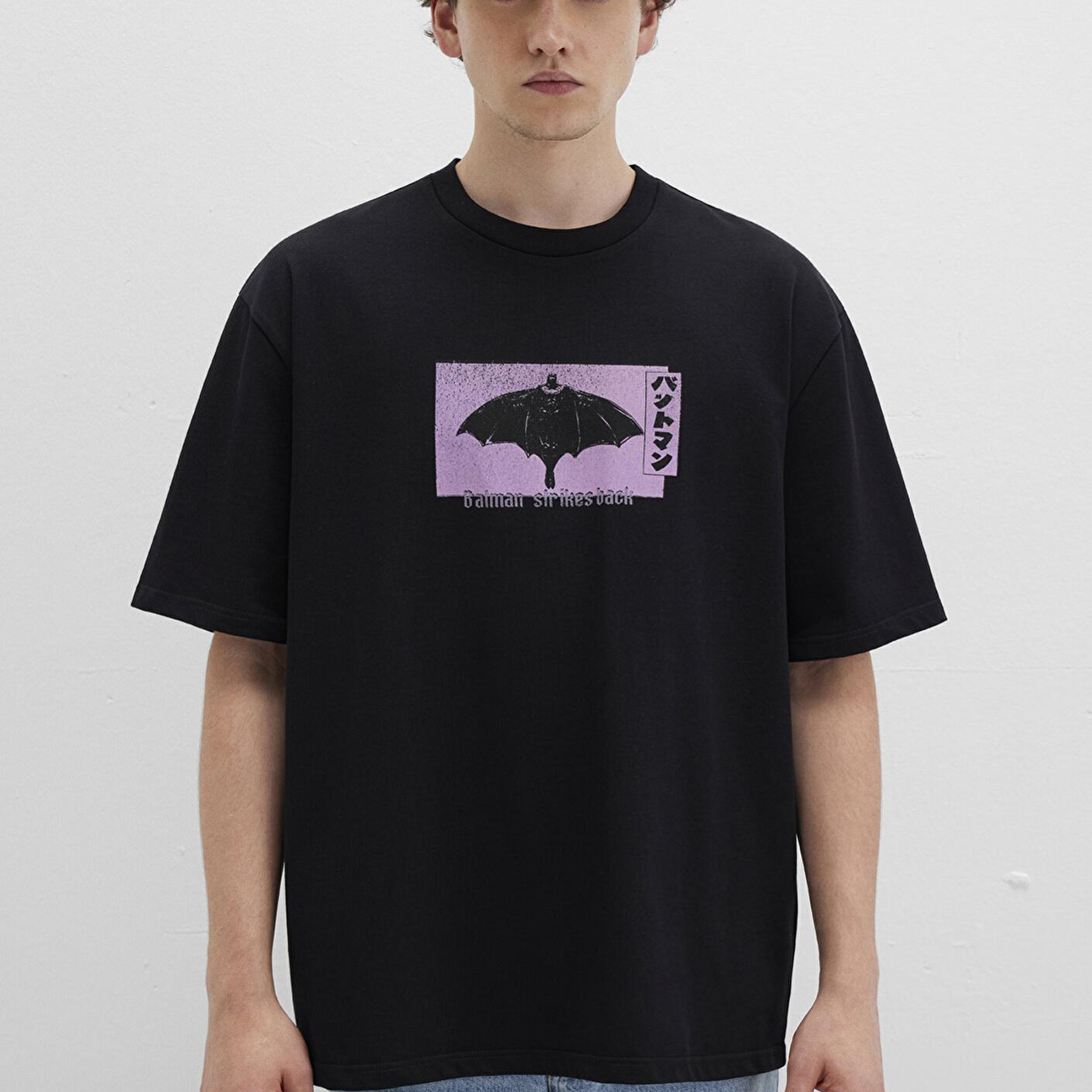 Mavi Batman Baskılı Siyah Tişört Relaxed Fit / Rahat Kesim 0612920-900