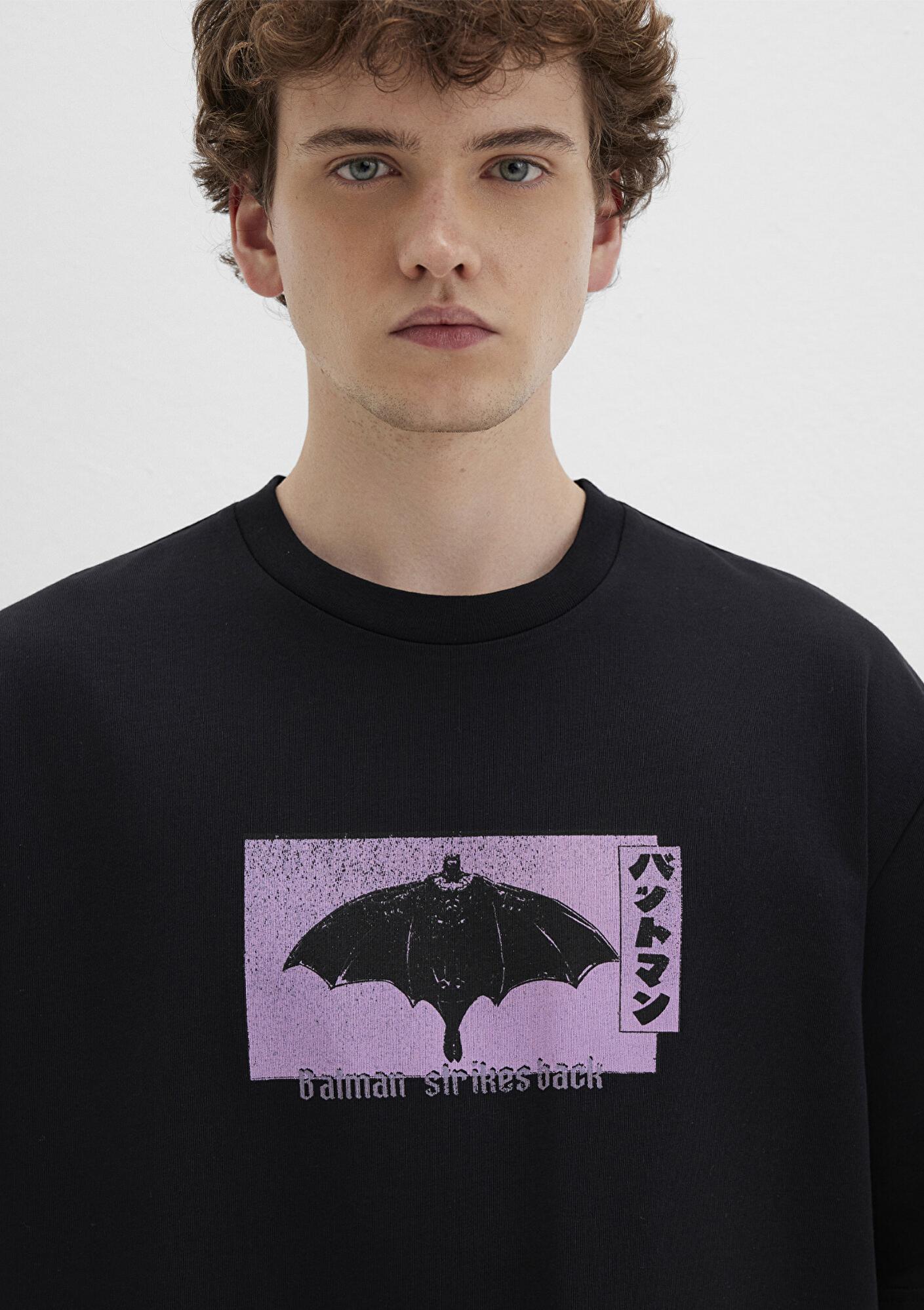 Mavi Batman Baskılı Siyah Tişört Relaxed Fit / Rahat Kesim 0612920-900