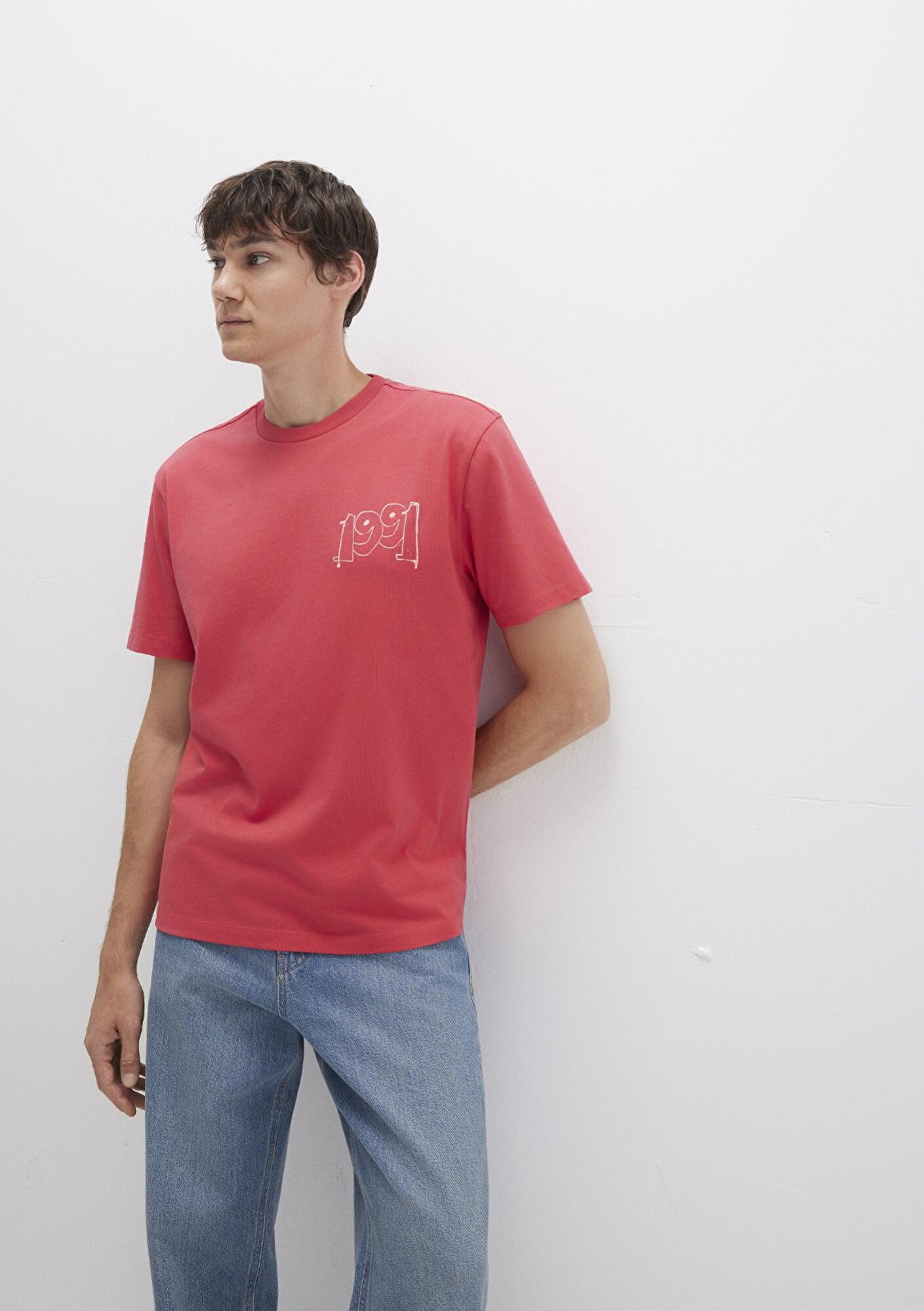 Mavi 1991 Baskılı Pembe Tişört Loose Fit / Bol Rahat Kesim 0612908-71079